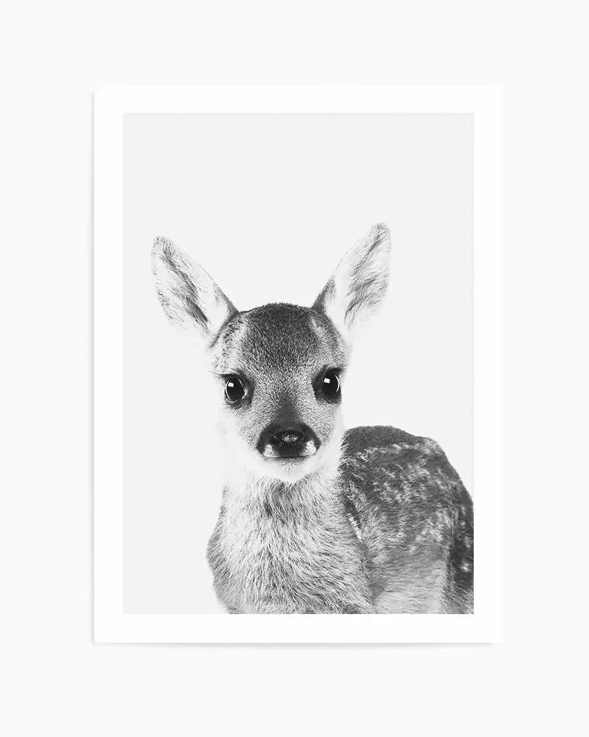 Baby Deer | B&W Art Print from Olive et Oriel where you can shop wallpaper and artworks online