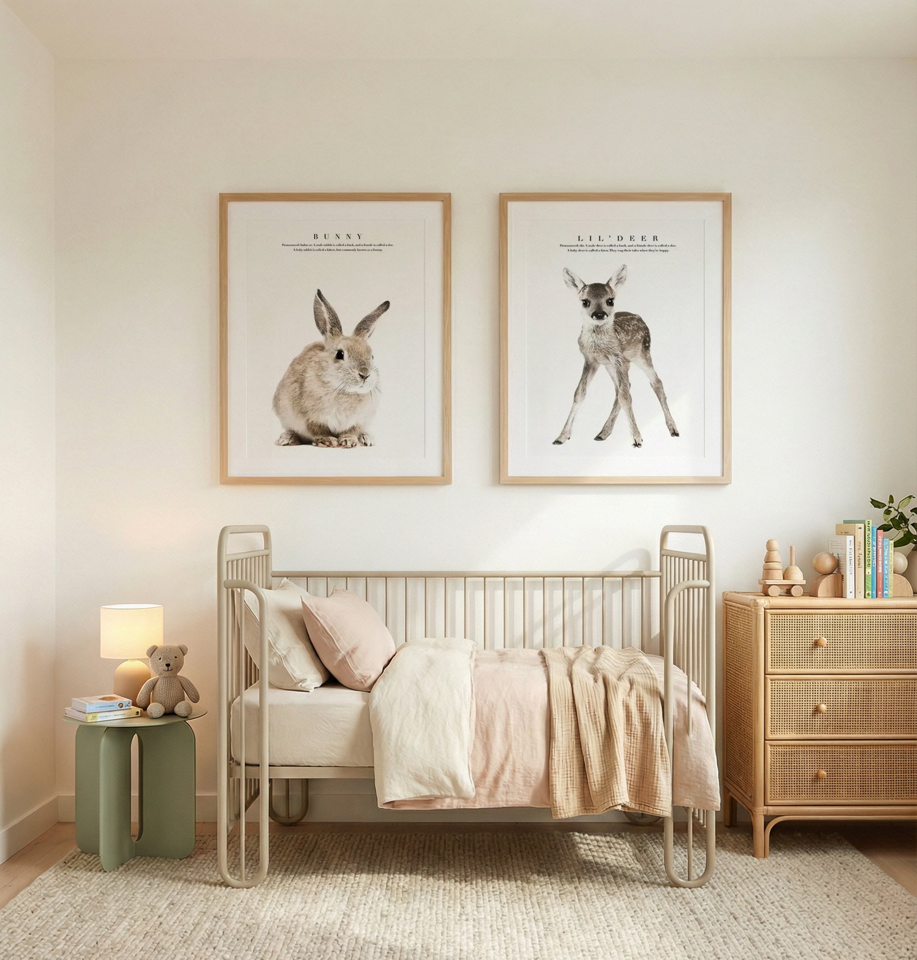 Baby Bunny & Lil Deer Print Set of 2 | Matching Wall Art