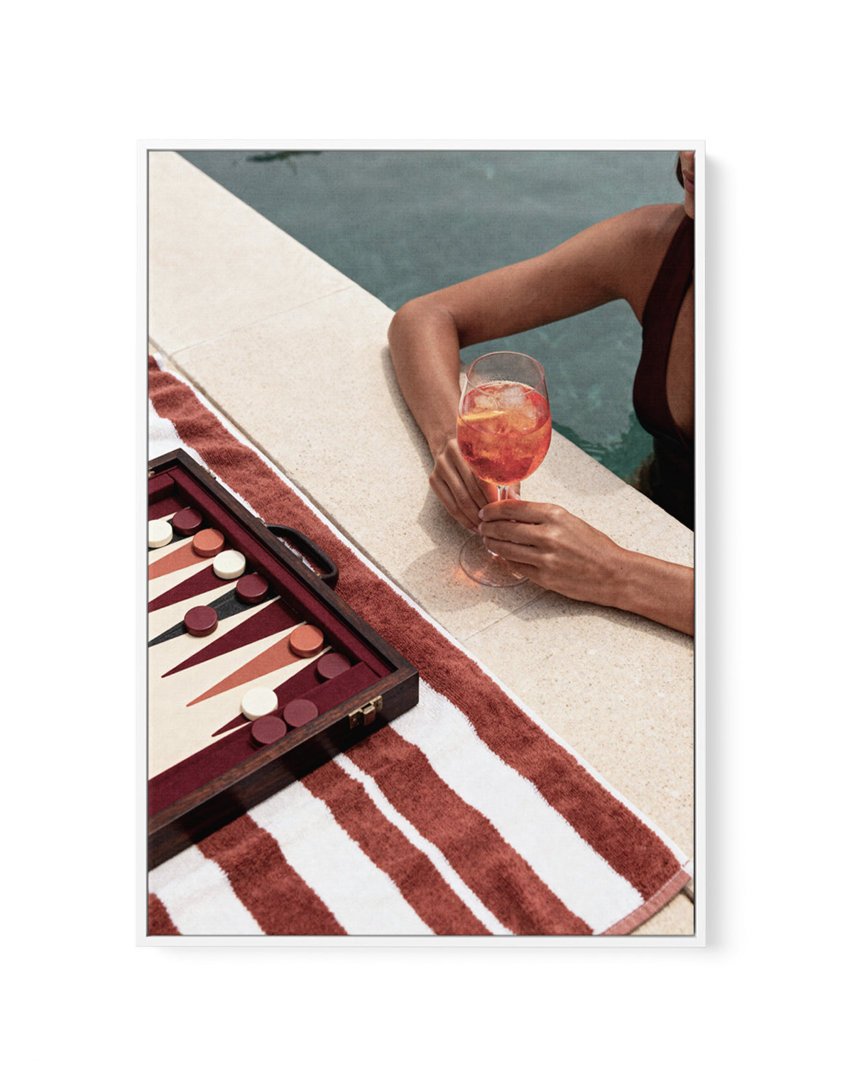 Backgammon by the Pool | Framed Canvas Art Print from Olive et Oriel where you can shop wallpaper and artworks online