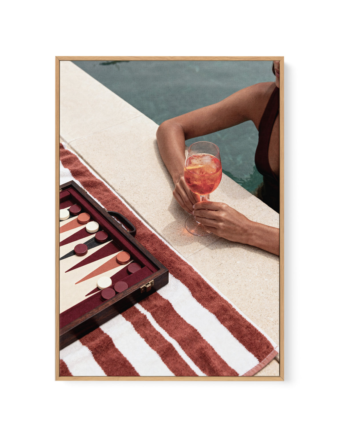 Backgammon by the Pool | Framed Canvas Art Print from Olive et Oriel where you can shop wallpaper and artworks online