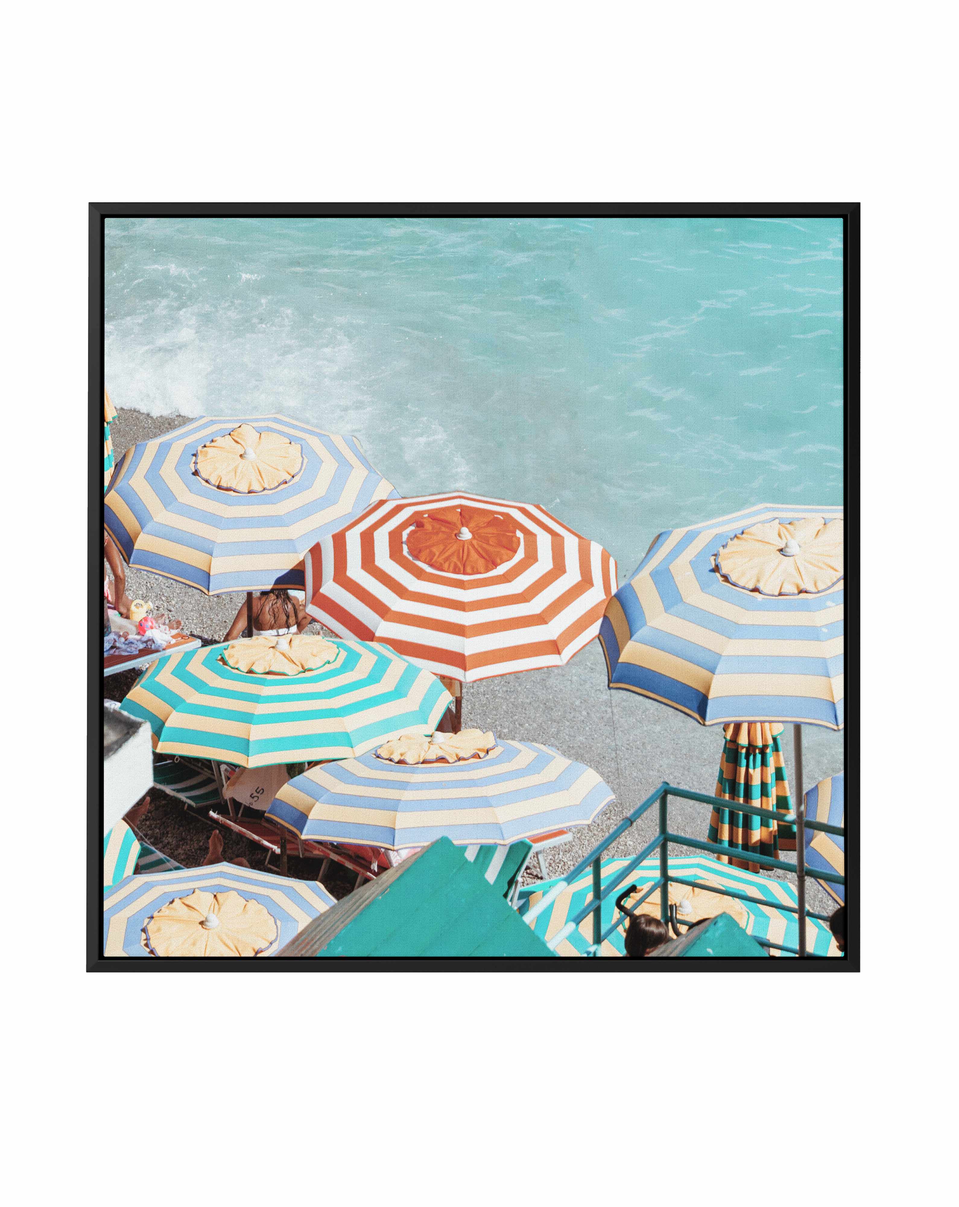 Bagni Marina Umbrellas, Capri | Framed Canvas Art Print