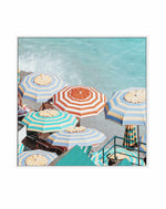 Bagni Marina Umbrellas, Capri | Framed Canvas Art Print