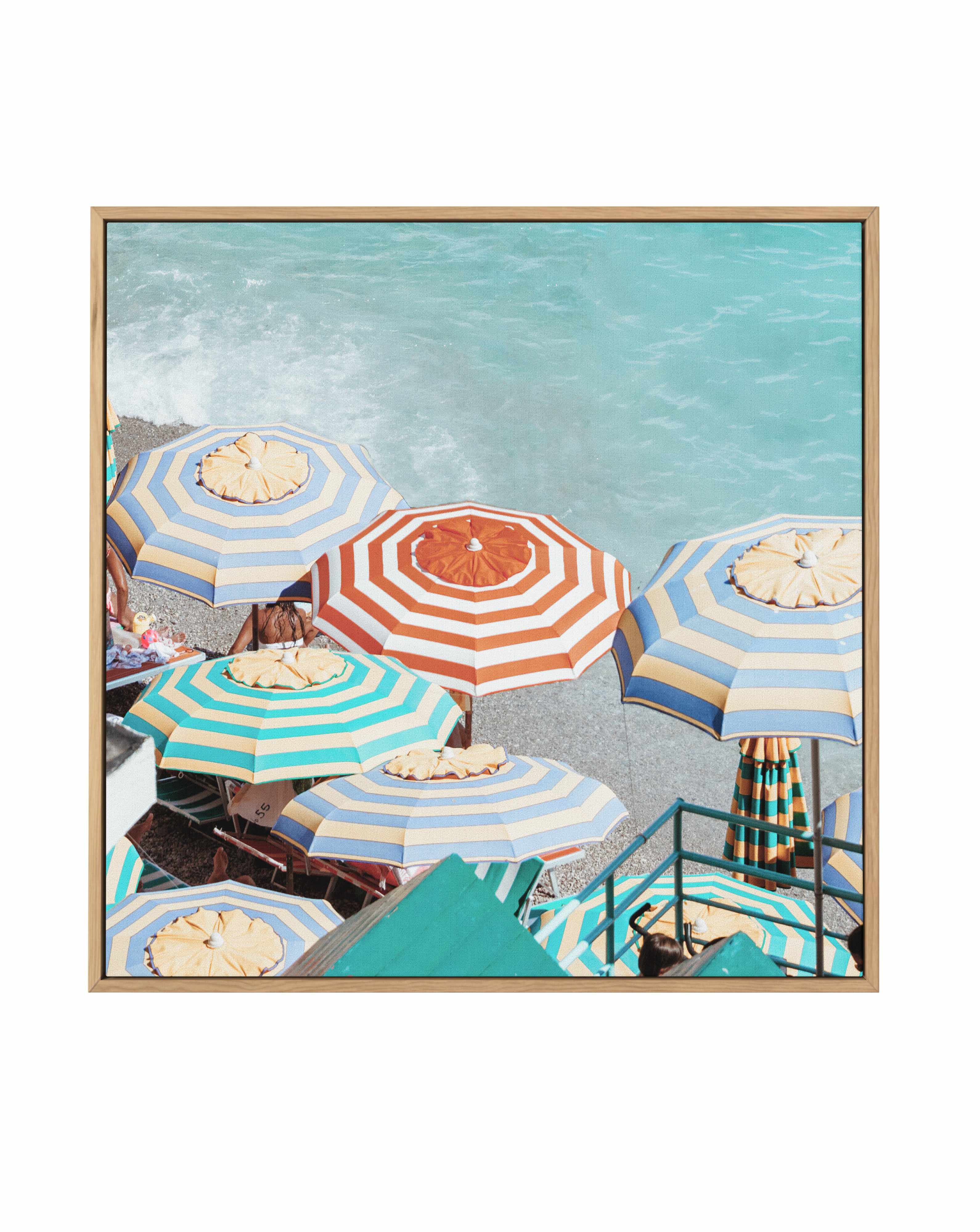 Bagni Marina Umbrellas, Capri | Framed Canvas Art Print