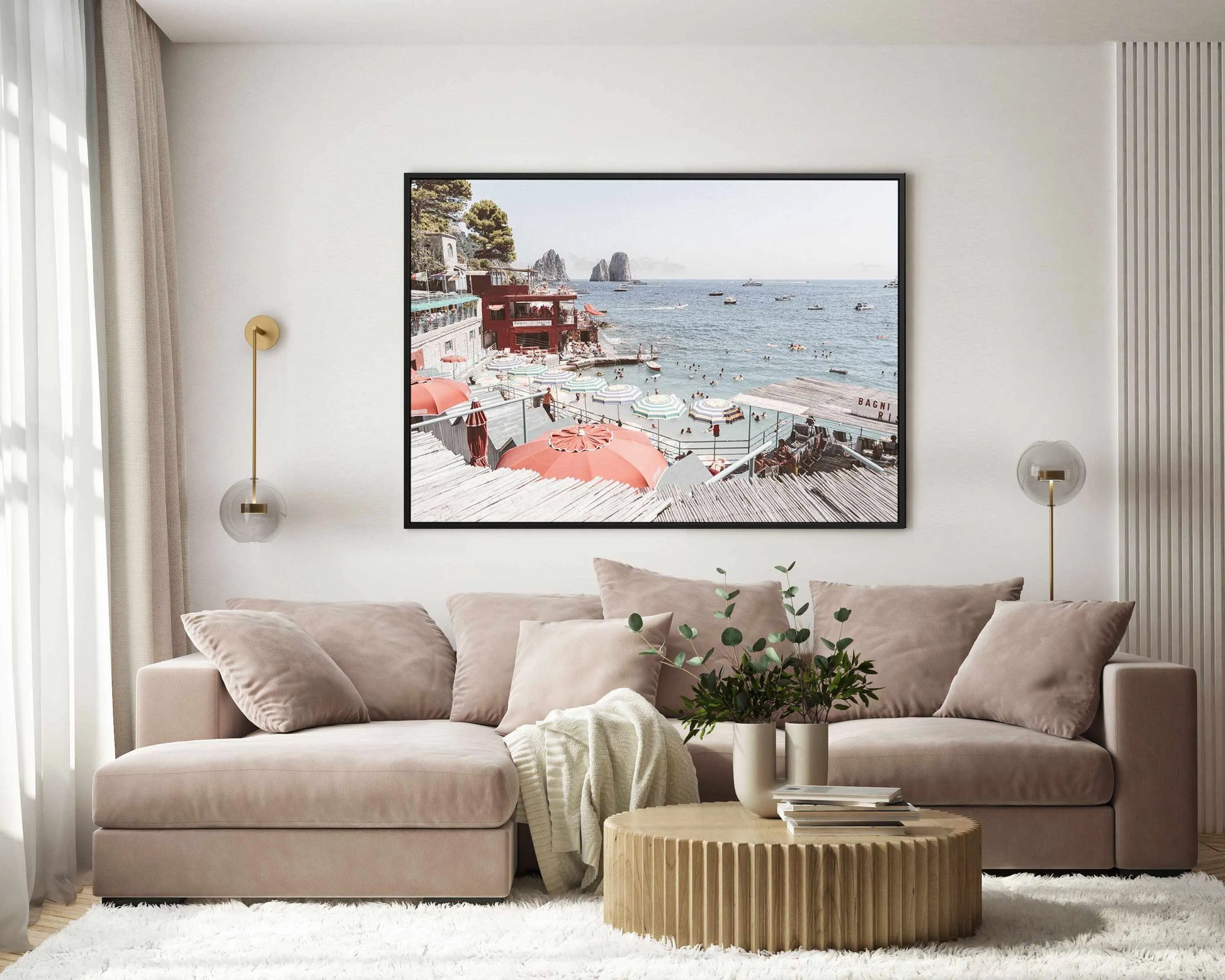 Bagni da Marina, Capri | Framed Canvas Art Print from Olive et Oriel where you can shop wallpaper and artworks online