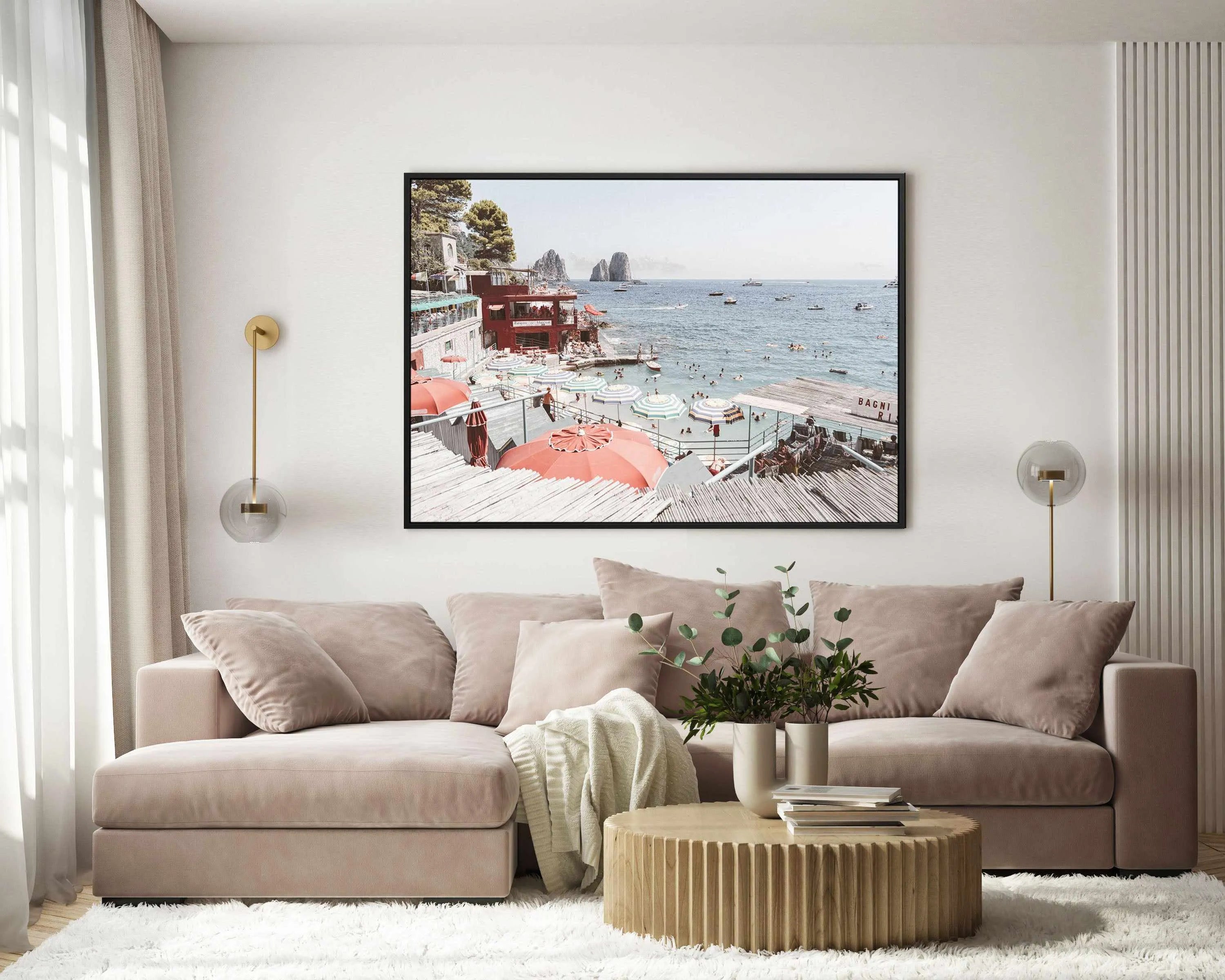 Bagni da Marina, Capri | Framed Canvas Art Print from Olive et Oriel where you can shop wallpaper and artworks online