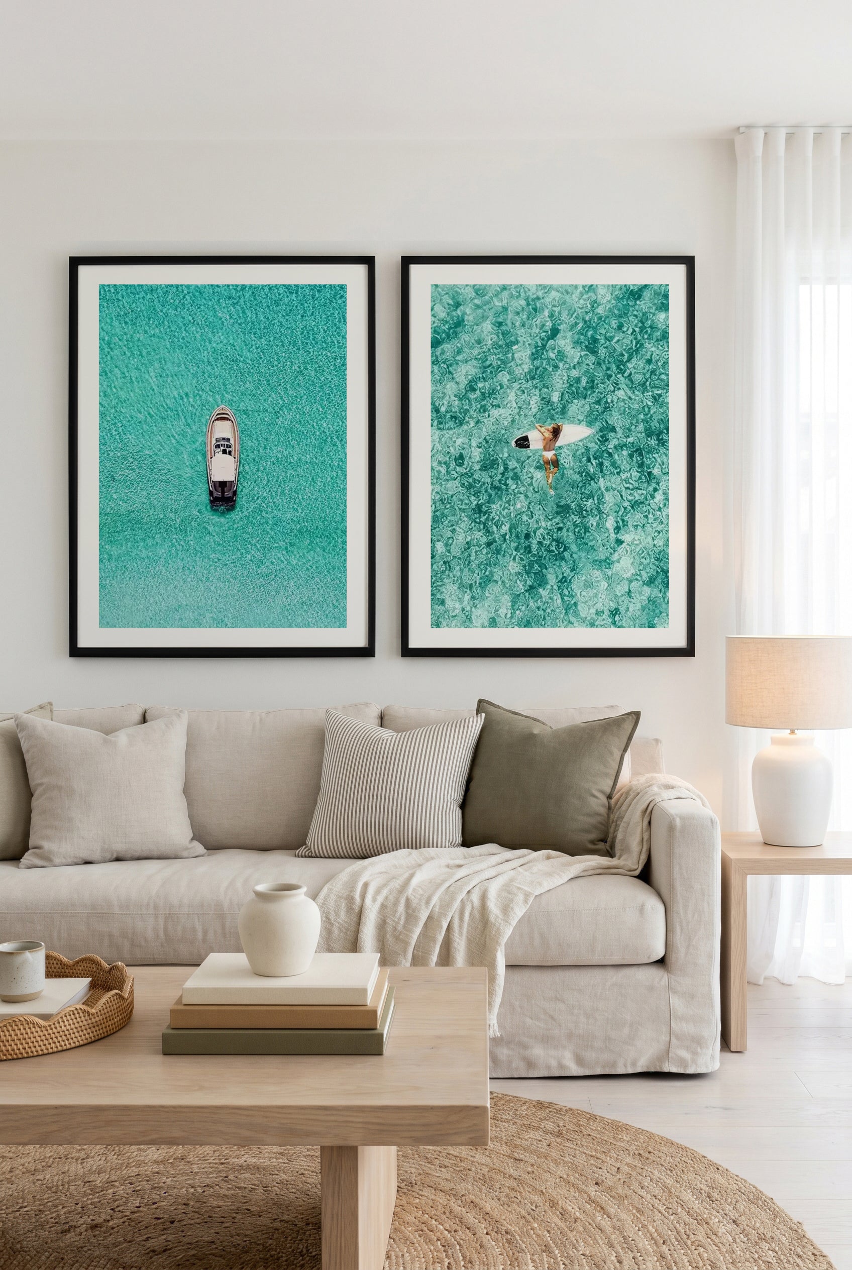 Bahamian Bliss & Surfer Girl Ibiza Art Print Set of 2 | Matching Wall Art