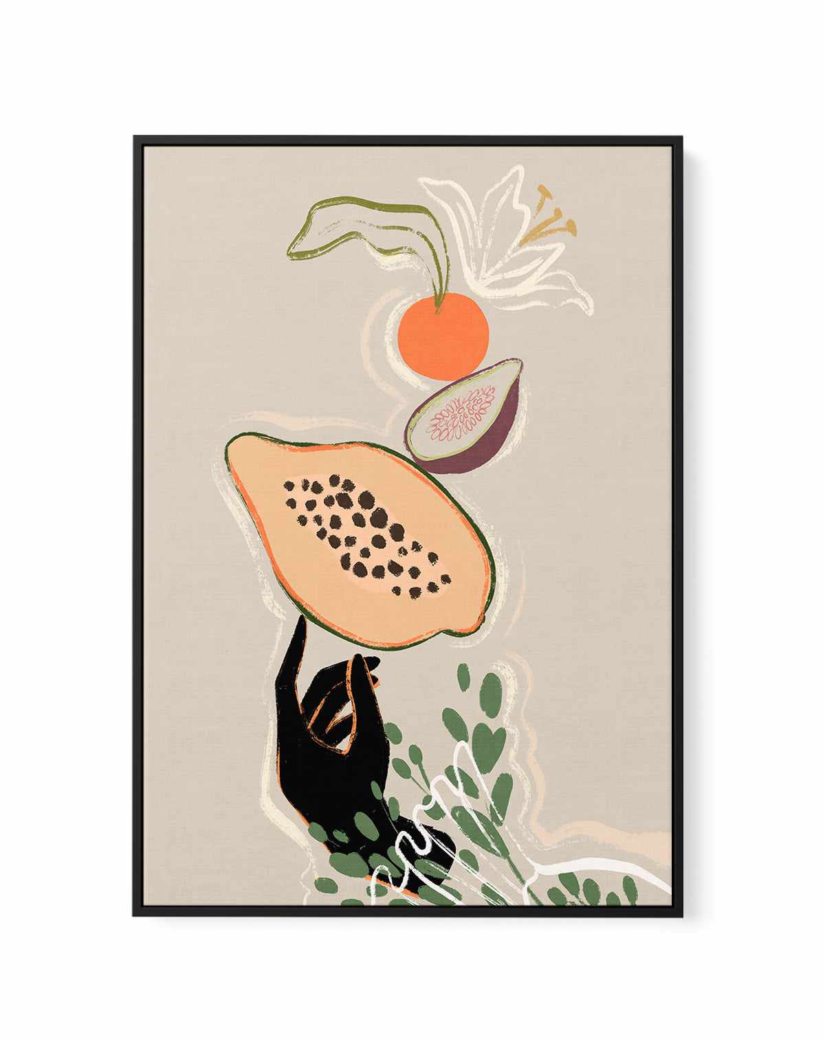 Balancing Fruits by Arty Guava | Framed Canvas Art Print from Olive et Oriel where you can shop wallpaper and artworks online