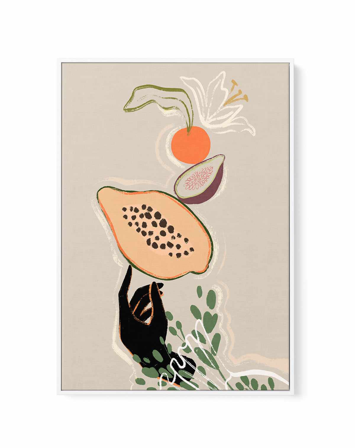 Balancing Fruits by Arty Guava | Framed Canvas Art Print from Olive et Oriel where you can shop wallpaper and artworks online