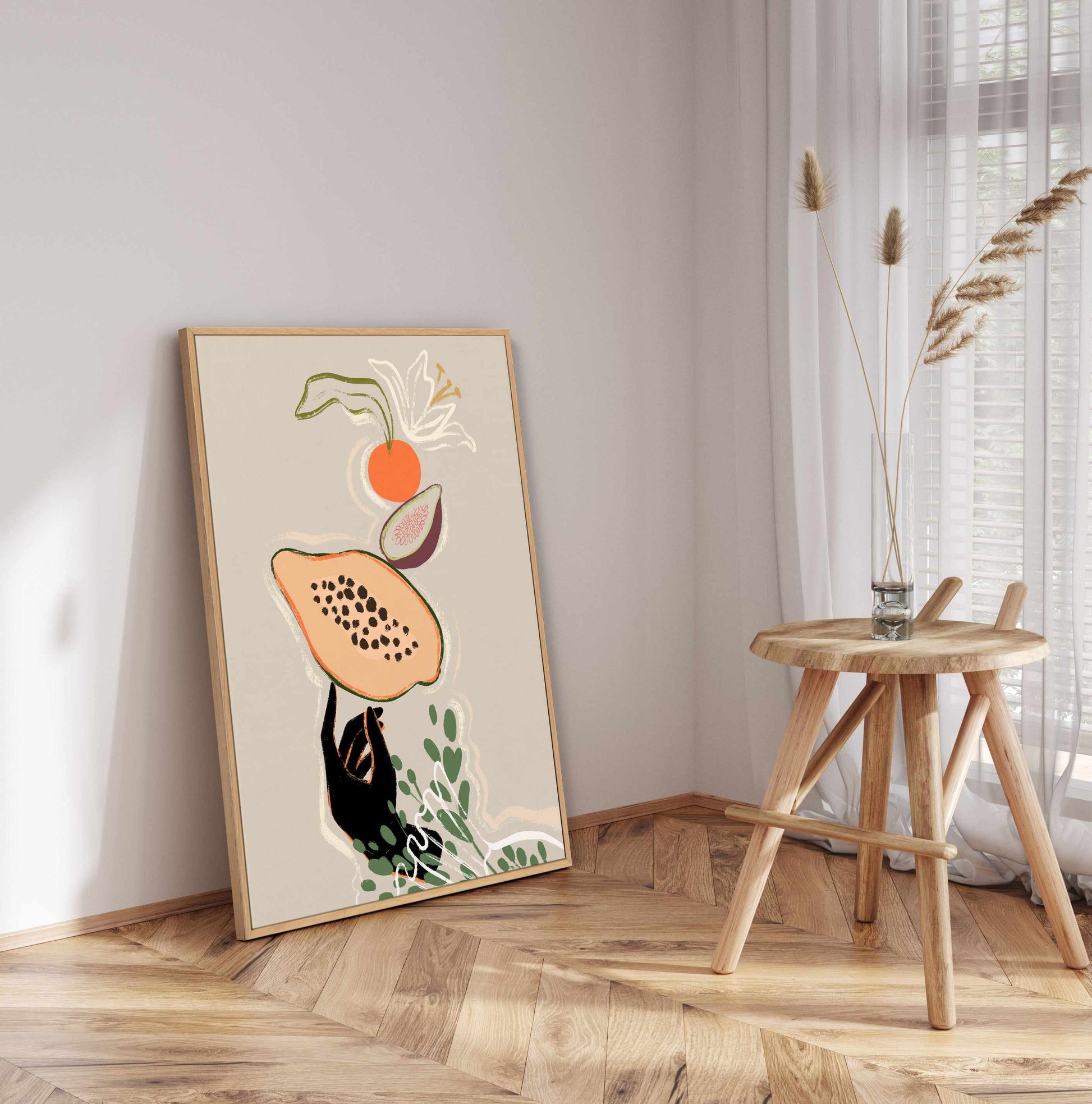 Balancing Fruits by Arty Guava | Framed Canvas Art Print from Olive et Oriel where you can shop wallpaper and artworks online