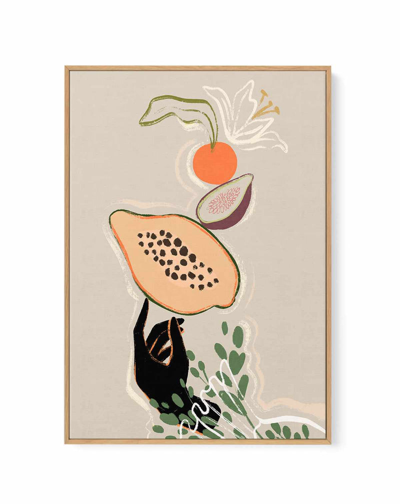 Balancing Fruits by Arty Guava | Framed Canvas Art Print