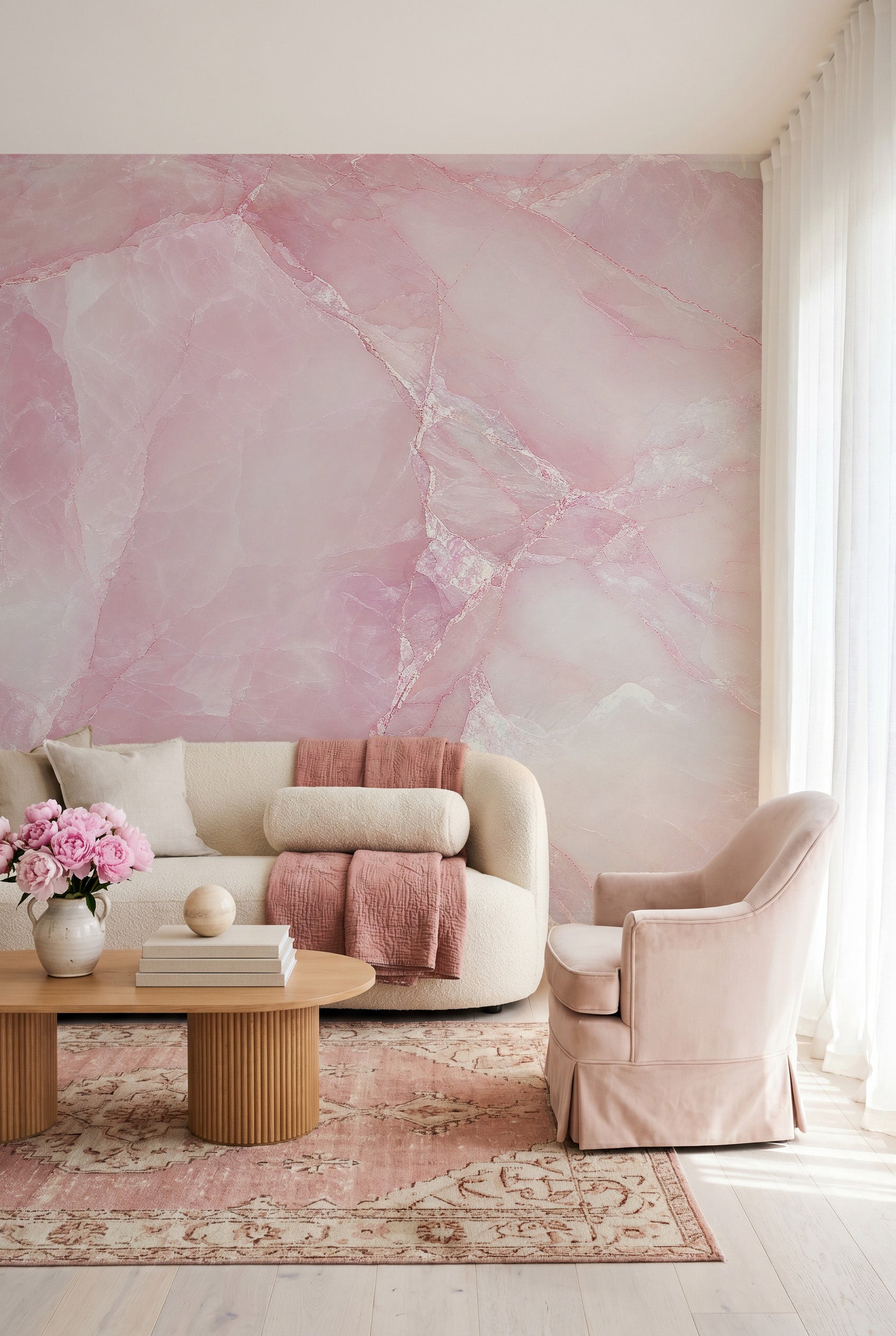 Ballet Pink Marble Mural Wallpaper