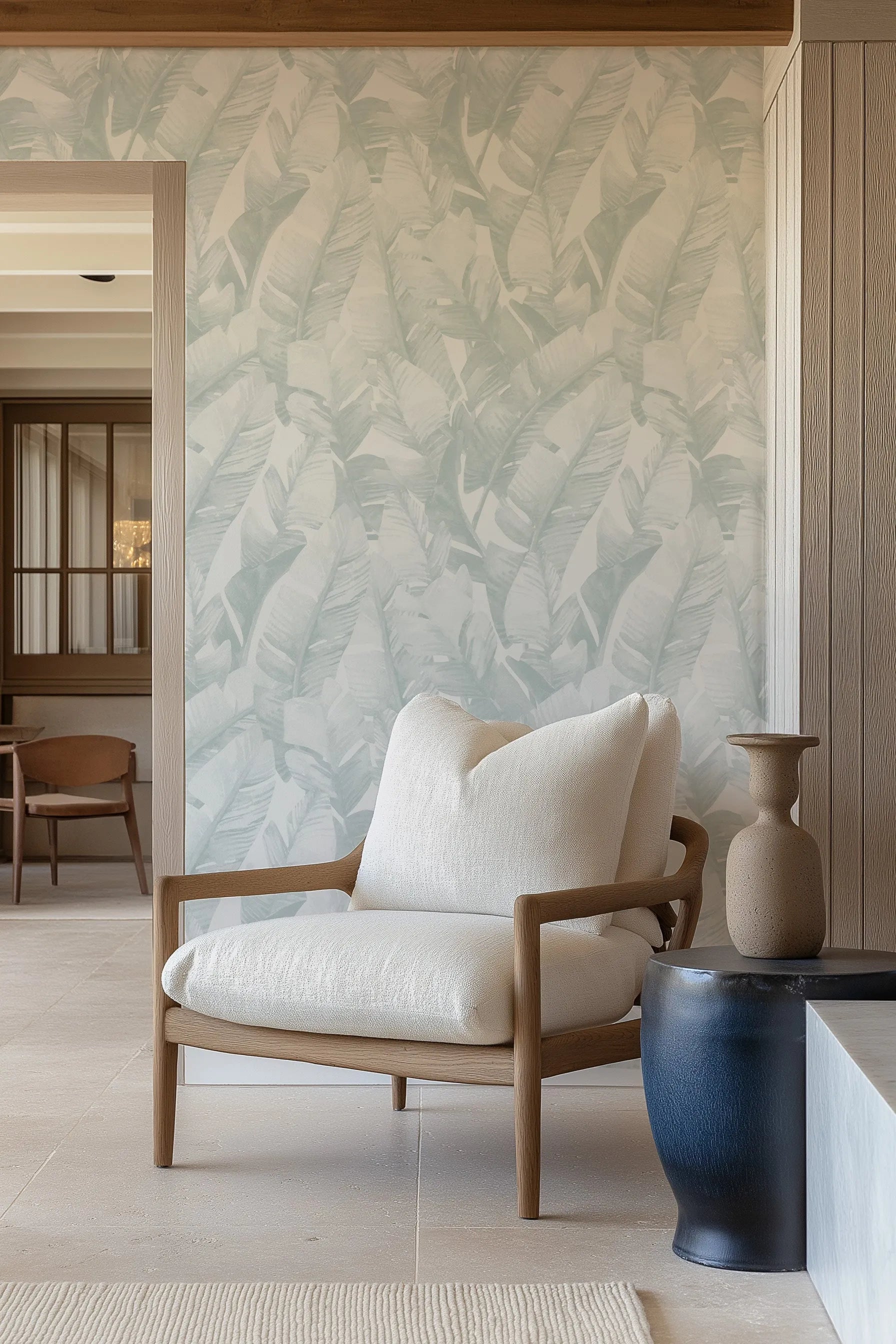 Banana Leaf Palms | Seafoam Wallpaper from Olive et Oriel where you can shop wallpaper and artworks online