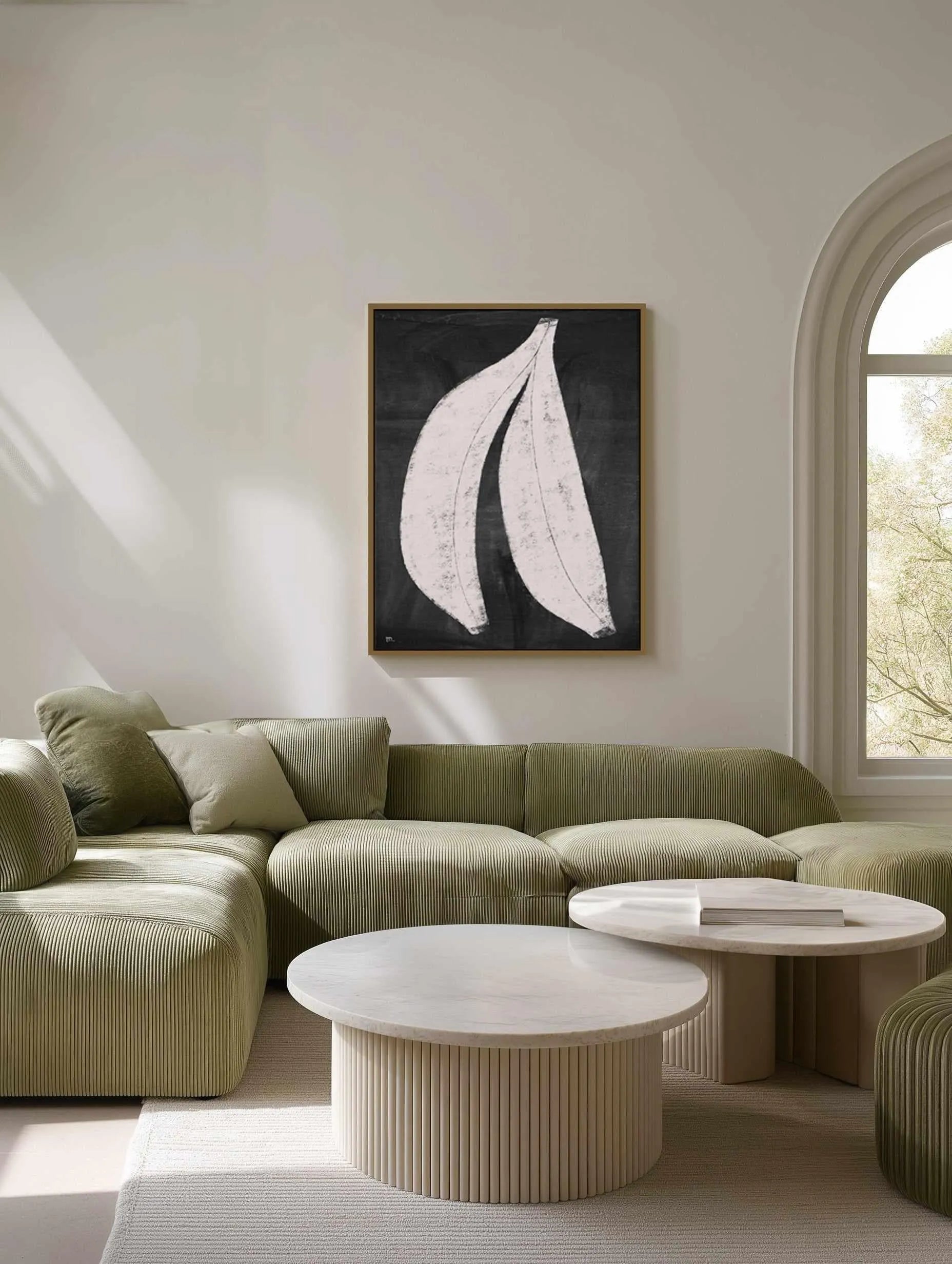 Bananas on Blackboard by Marco Marella | Framed Canvas Art Print from Olive et Oriel where you can shop wallpaper and artworks online