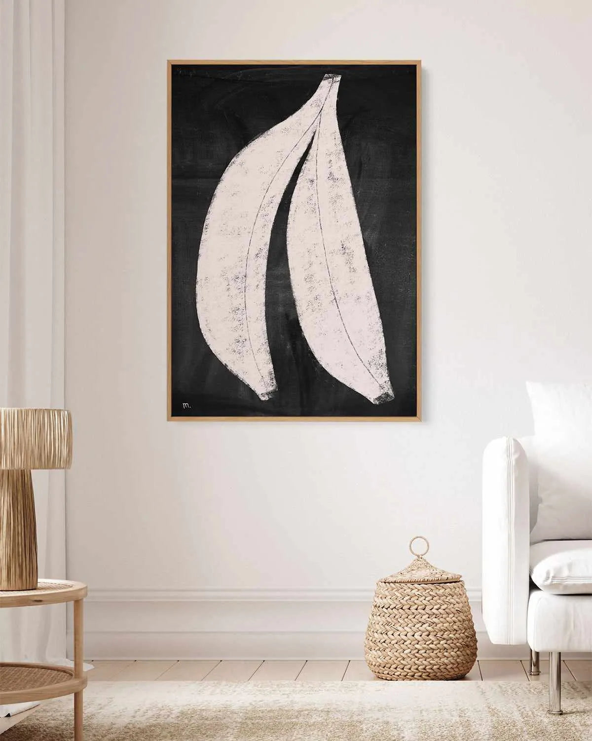 Bananas on Blackboard by Marco Marella | Framed Canvas Art Print from Olive et Oriel where you can shop wallpaper and artworks online