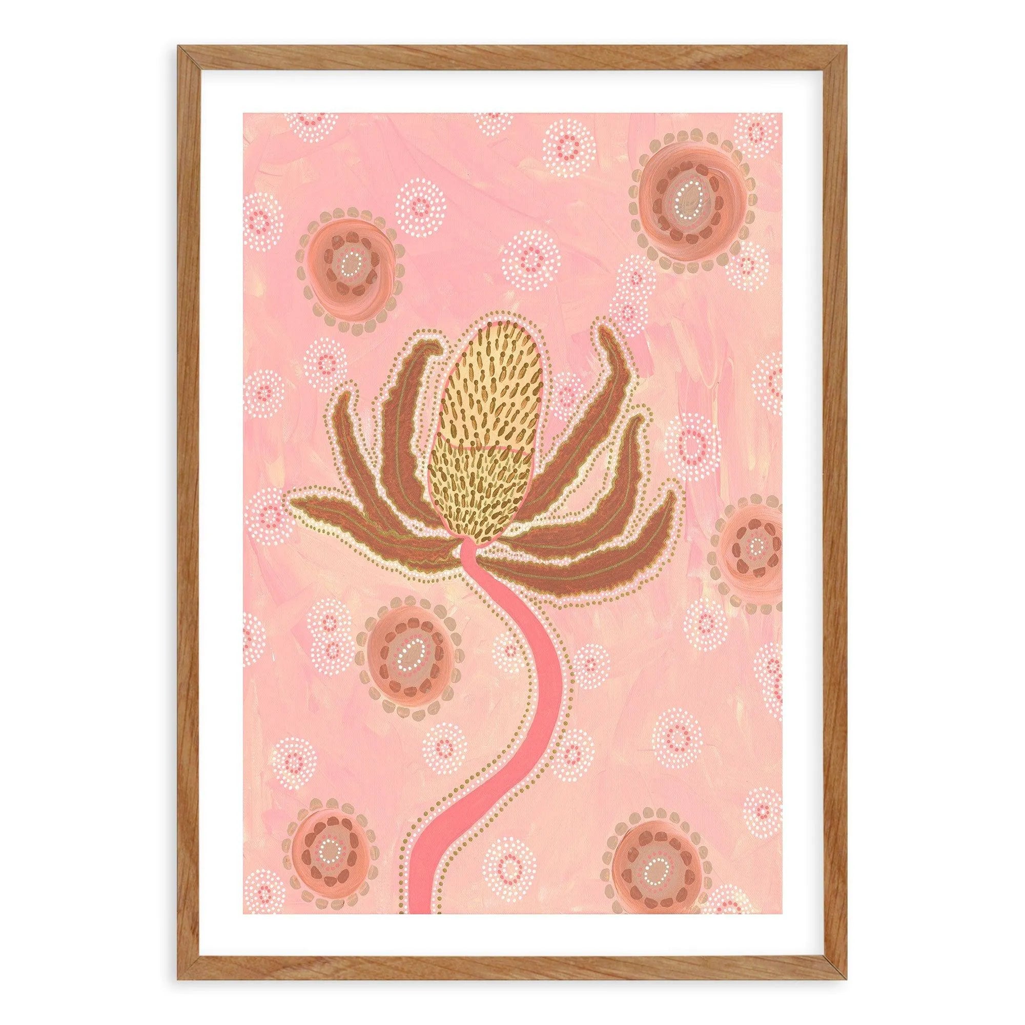 Banksia By Domica Hill Art Print-PRINT-Olive et Oriel-Domica Hill-50x70 cm | 19.6" x 27.5"-Walnut-With White Border-Buy-Australian-Art-Prints-Online-with-Olive-et-Oriel-Your-Artwork-Specialists-Austrailia-Decorate-With-Coastal-Photo-Wall-Art-Prints-From-Our-Beach-House-Artwork-Collection-Fine-Poster-and-Framed-Artwork