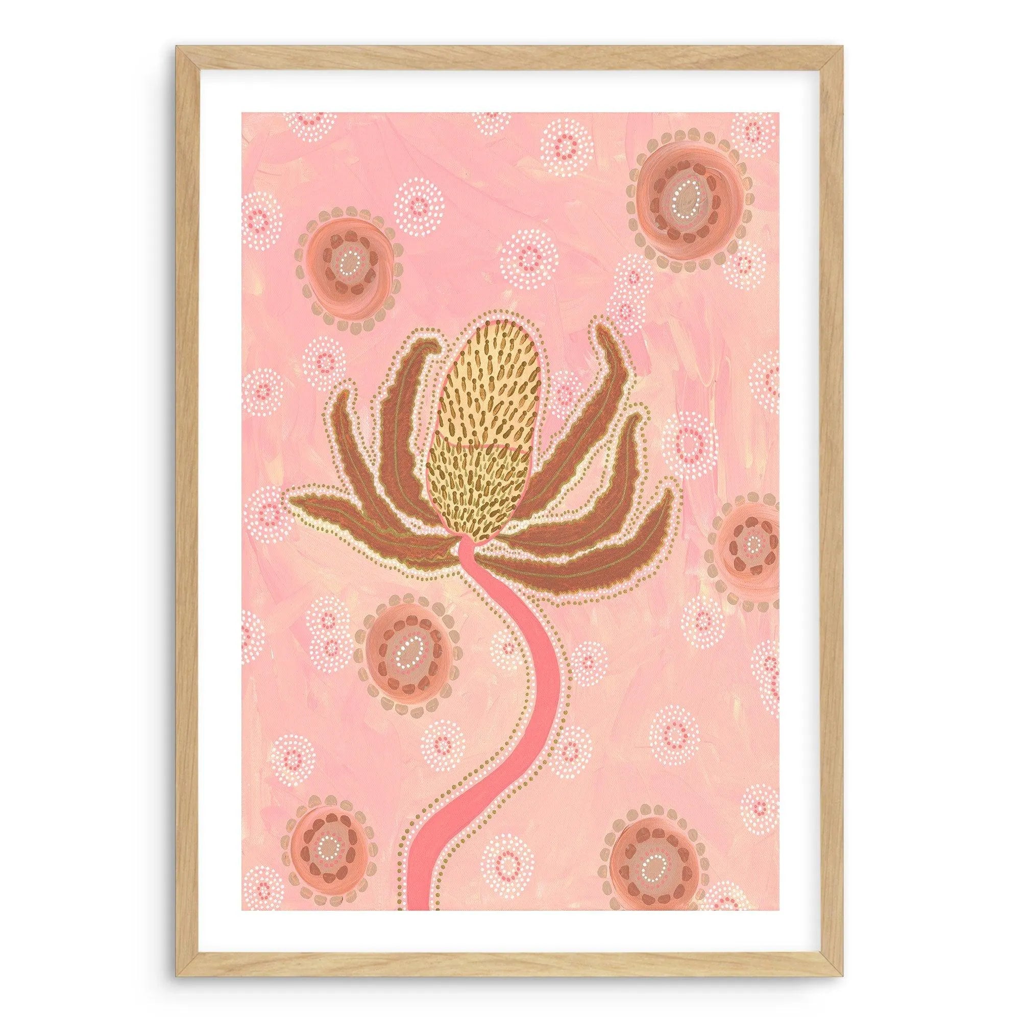 Banksia By Domica Hill Art Print-PRINT-Olive et Oriel-Domica Hill-A5 | 5.8" x 8.3" | 14.8 x 21cm-Oak-With White Border-Buy-Australian-Art-Prints-Online-with-Olive-et-Oriel-Your-Artwork-Specialists-Austrailia-Decorate-With-Coastal-Photo-Wall-Art-Prints-From-Our-Beach-House-Artwork-Collection-Fine-Poster-and-Framed-Artwork