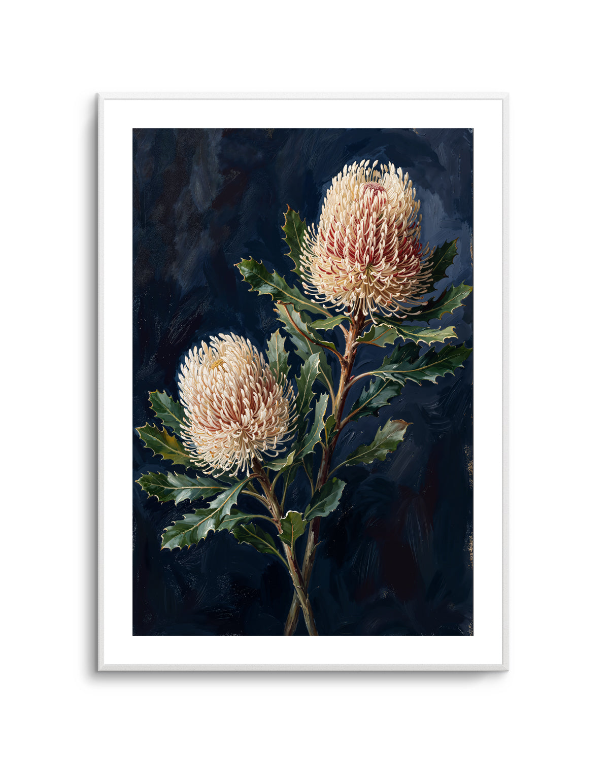 Banksia On Navy Botanicals Study | Art Print