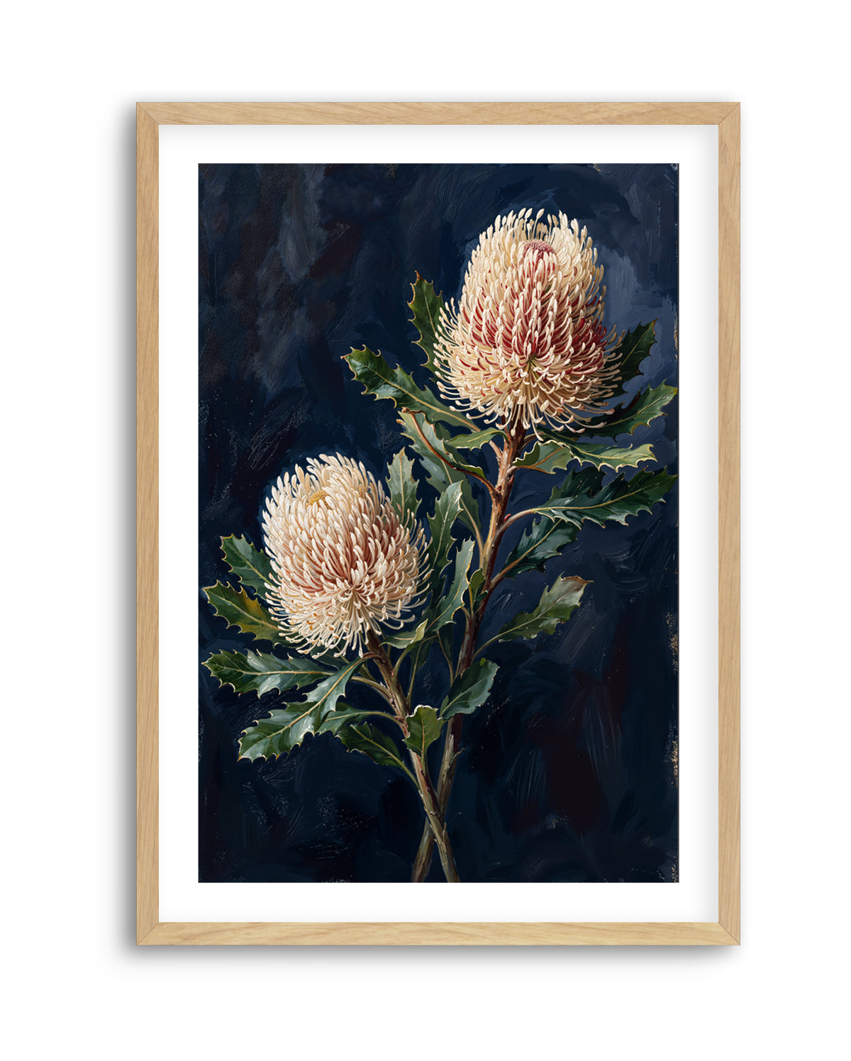 Banksia On Navy Botanicals Study | Art Print