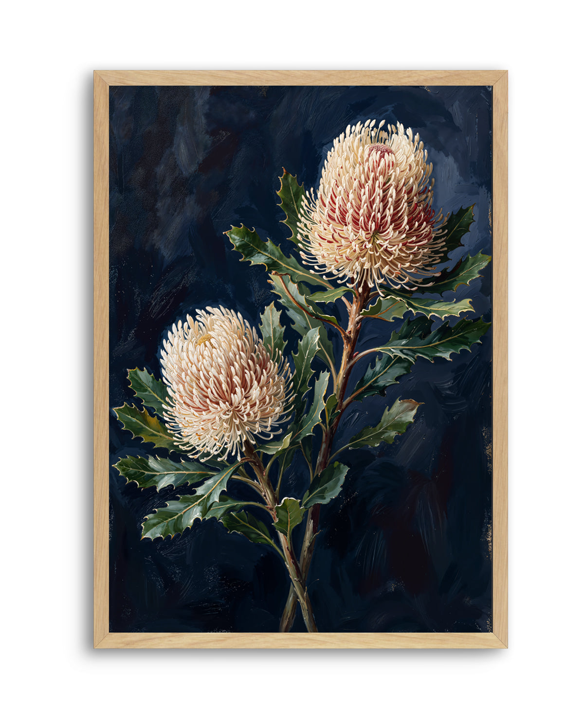 Banksia On Navy Botanicals Study | Art Print