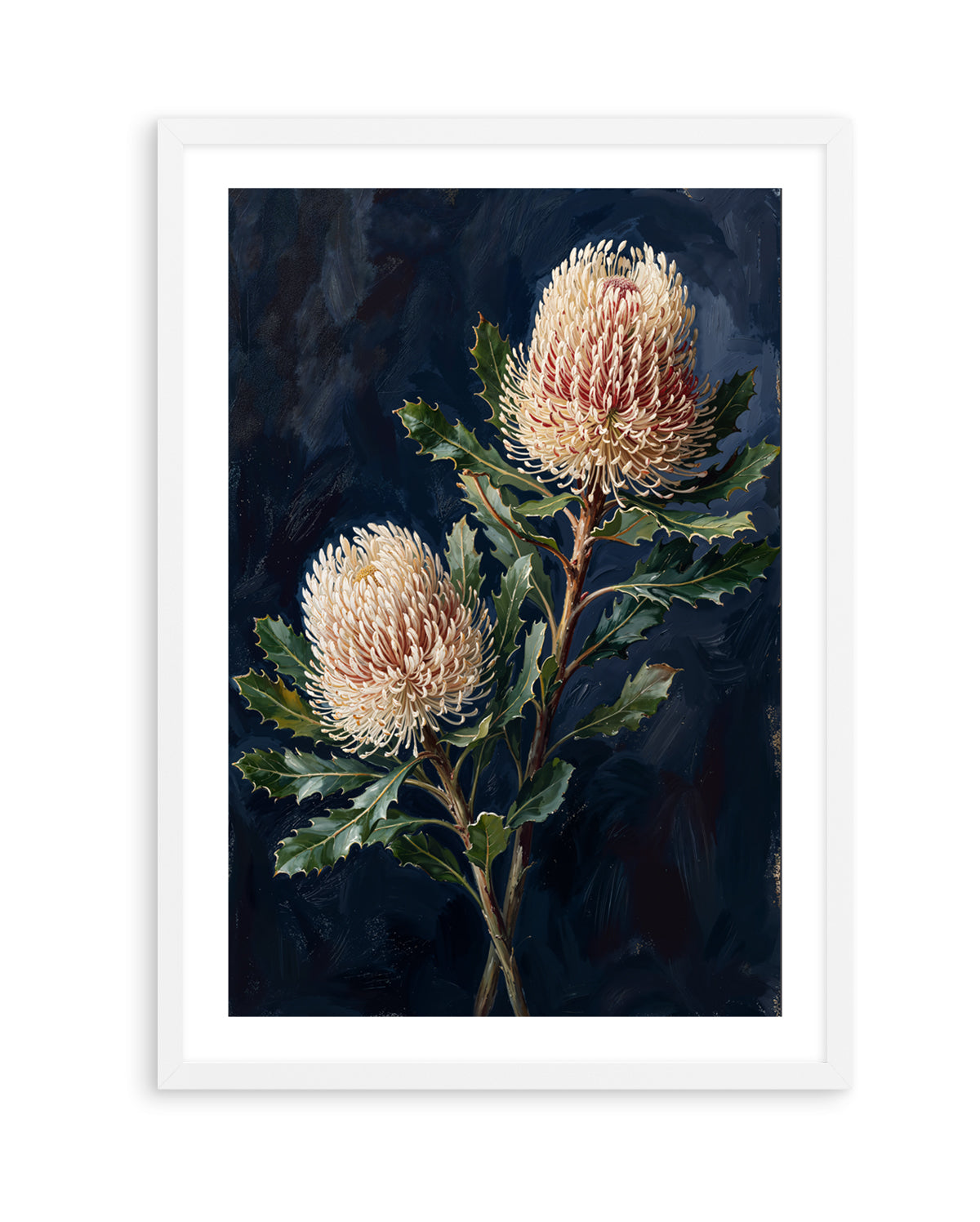 Banksia On Navy Botanicals Study | Art Print