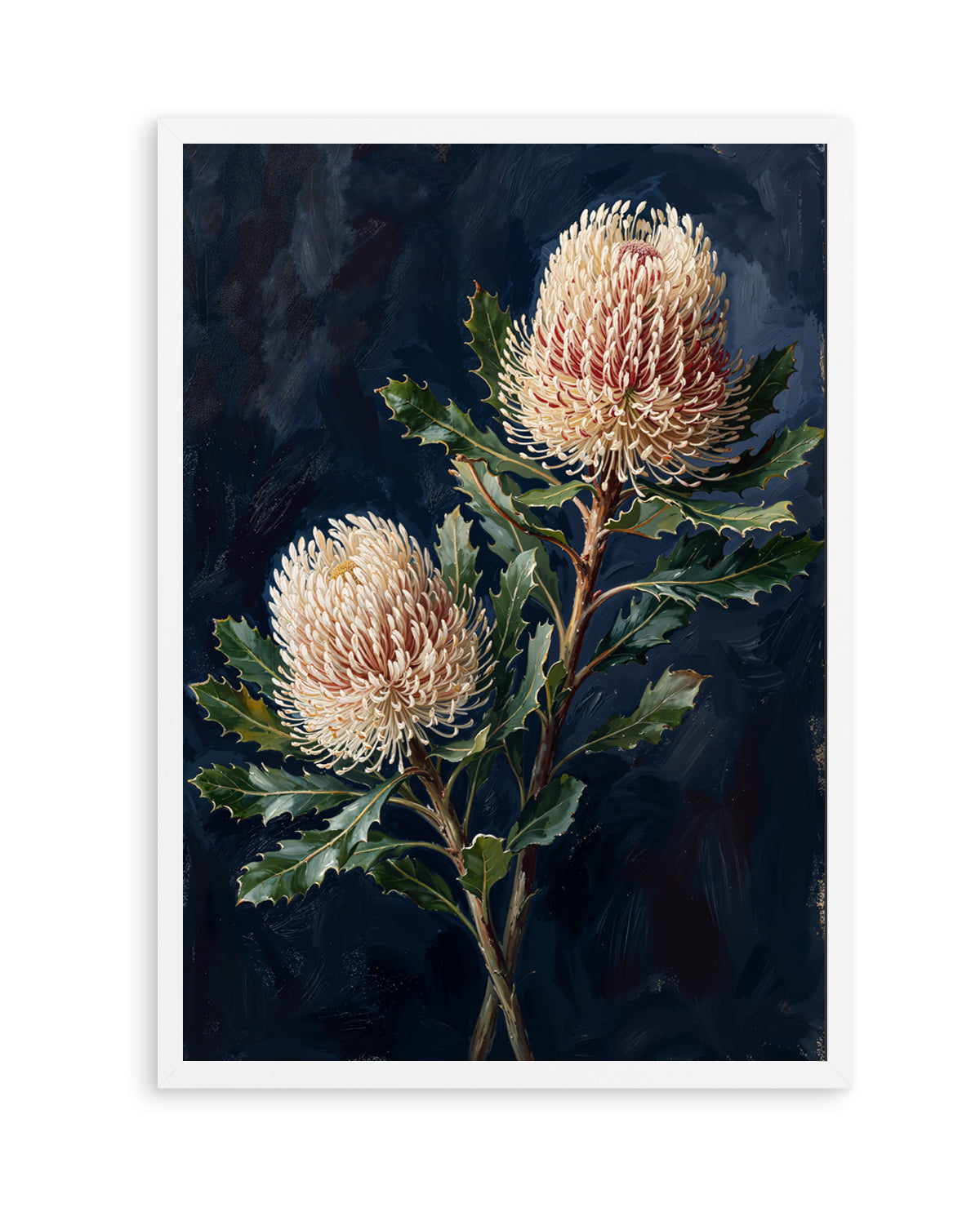 Banksia On Navy Botanicals Study | Art Print