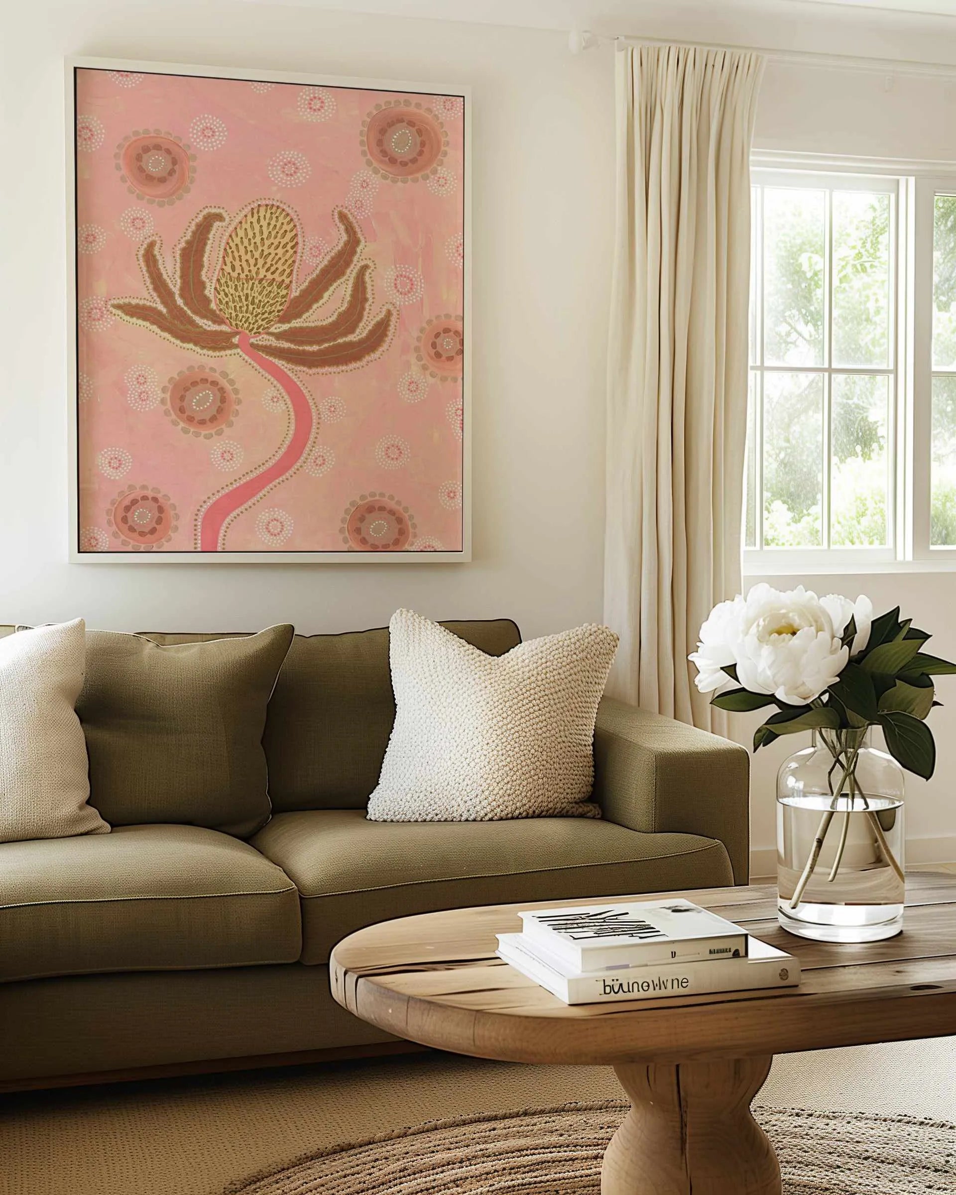 Banksia by Domica Hill | Framed Canvas Art Print from Olive et Oriel where you can shop wallpaper and artworks online