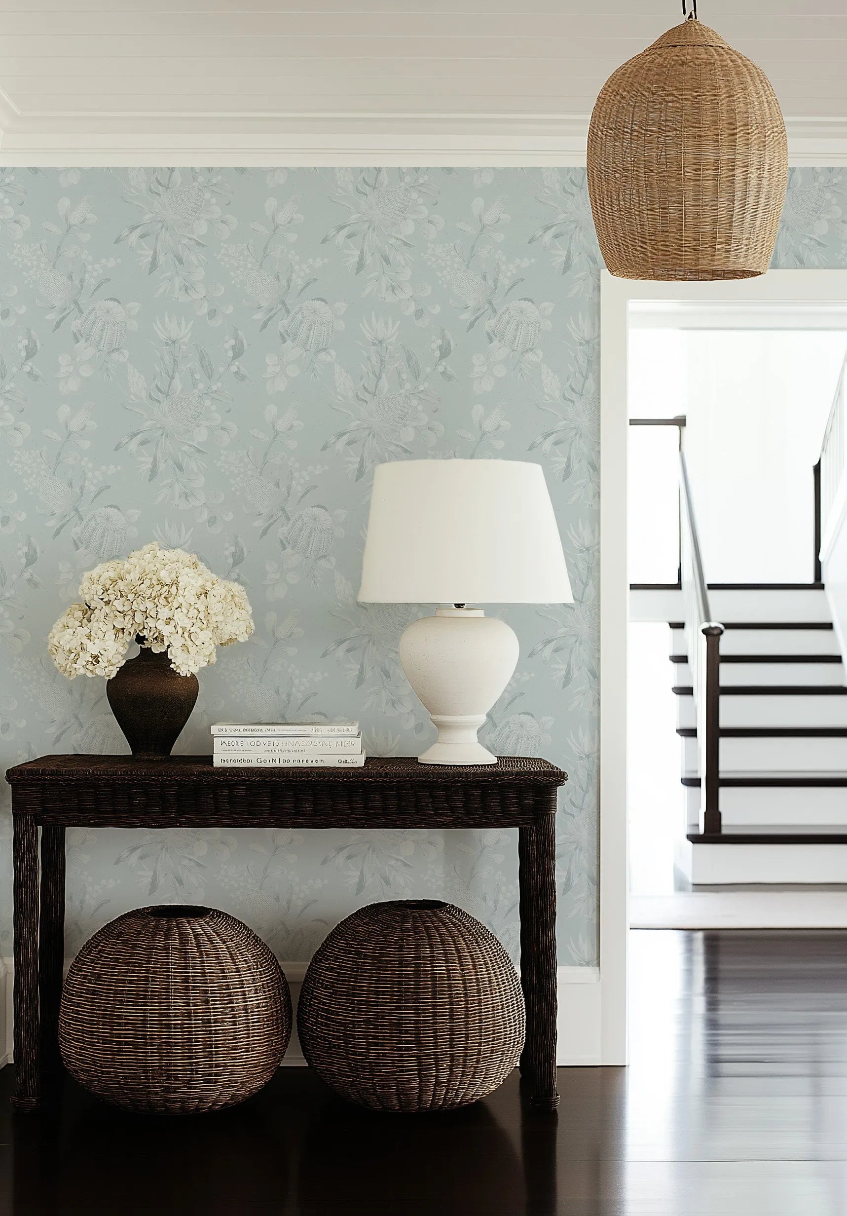 Banksia in Duck Egg Blue Wallpaper from Olive et Oriel where you can shop wallpaper and artworks online