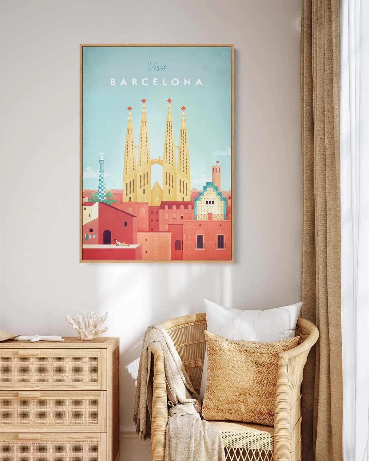 Barcelona by Henry Rivers | Framed Canvas Art Print from Olive et Oriel where you can shop wallpaper and artworks online