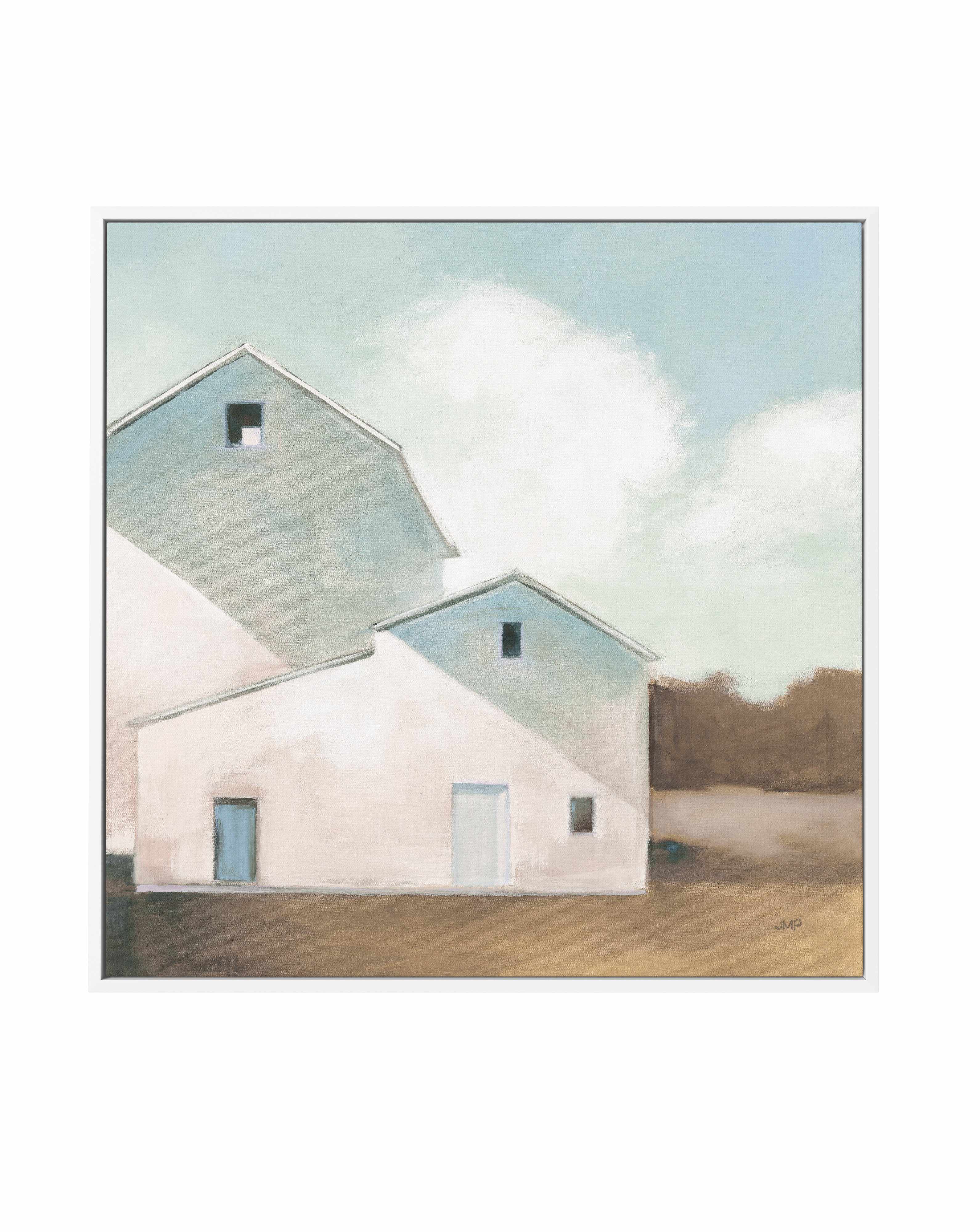 Barn Shadows Neutral | Framed Canvas Art Print