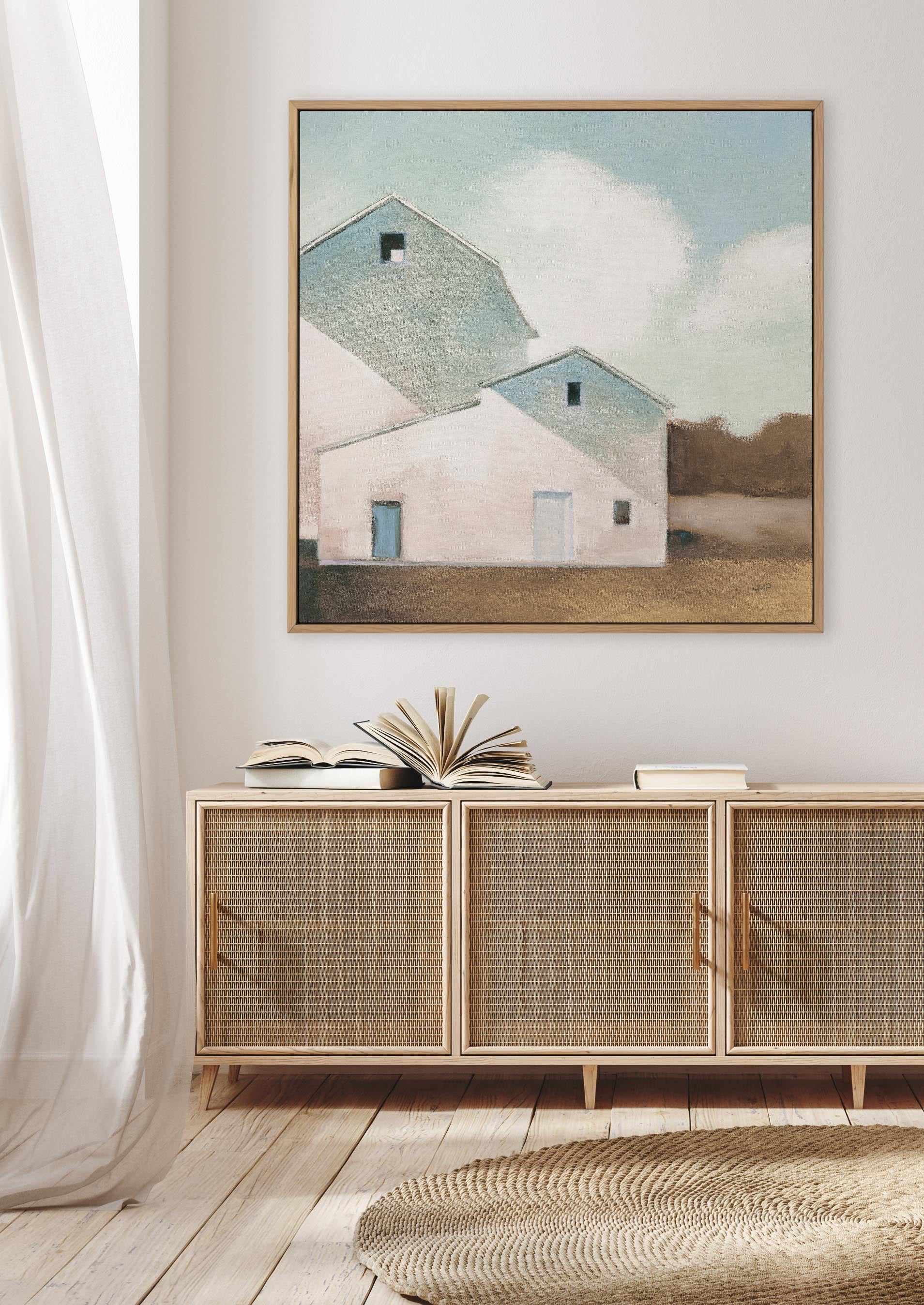 Barn Shadows Neutral | Framed Canvas Art Print