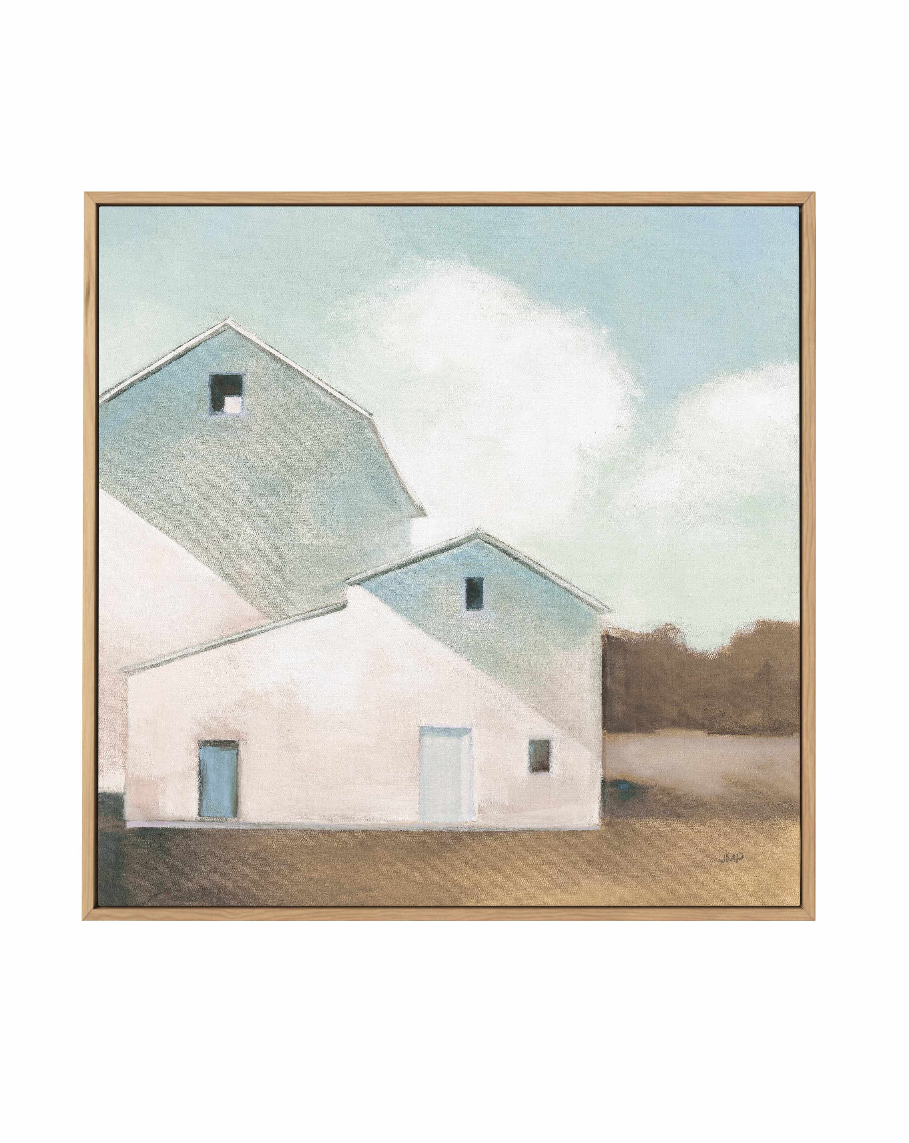 Barn Shadows Neutral | Framed Canvas Art Print