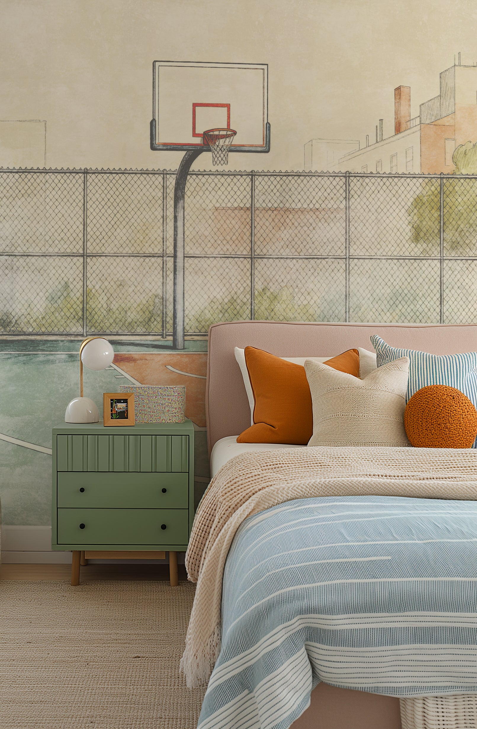 Slam Dunk Basketball Mural Wallpaper from Olive et Oriel where you can shop wallpaper and artworks online