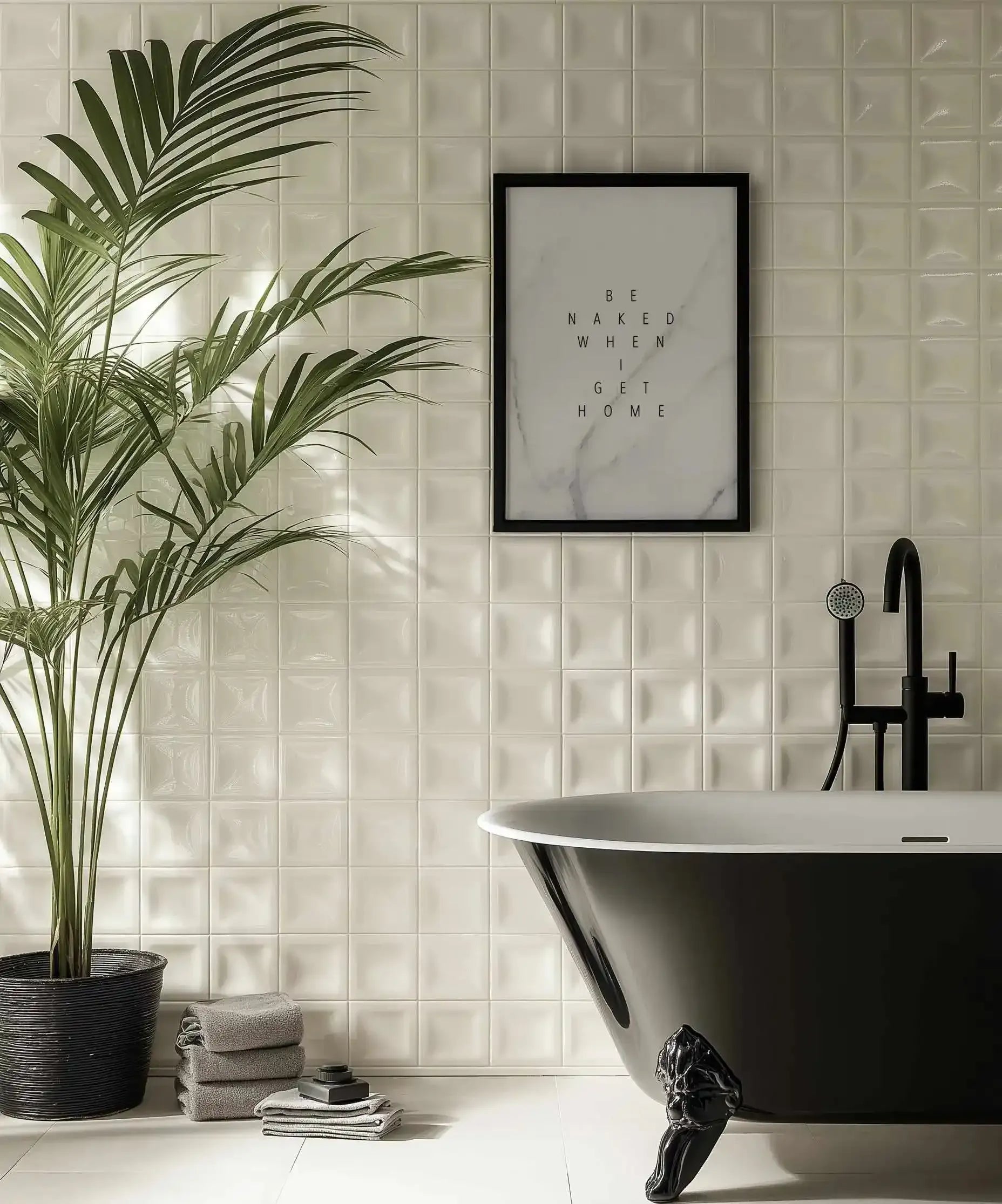 Be Naked When I Get Home | Framed Canvas Art Print from Olive et Oriel where you can shop wallpaper and artworks online