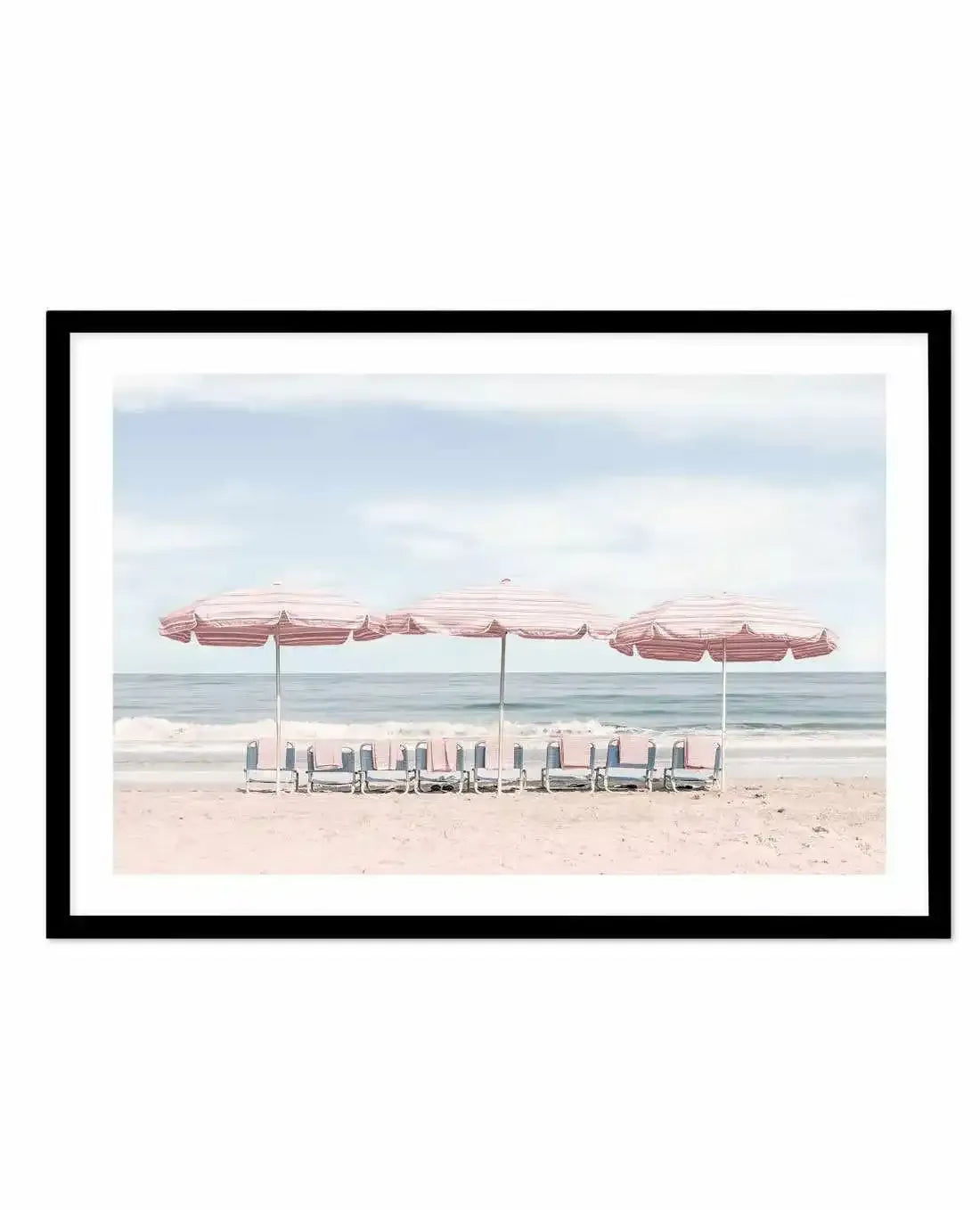 Beach Days | Pink Umbrellas Art Print-PRINT-Olive et Oriel-Olive et Oriel-A5 | 5.8" x 8.3" | 14.8 x 21cm-Black-With White Border-Buy-Australian-Art-Prints-Online-with-Olive-et-Oriel-Your-Artwork-Specialists-Austrailia-Decorate-With-Coastal-Photo-Wall-Art-Prints-From-Our-Beach-House-Artwork-Collection-Fine-Poster-and-Framed-Artwork