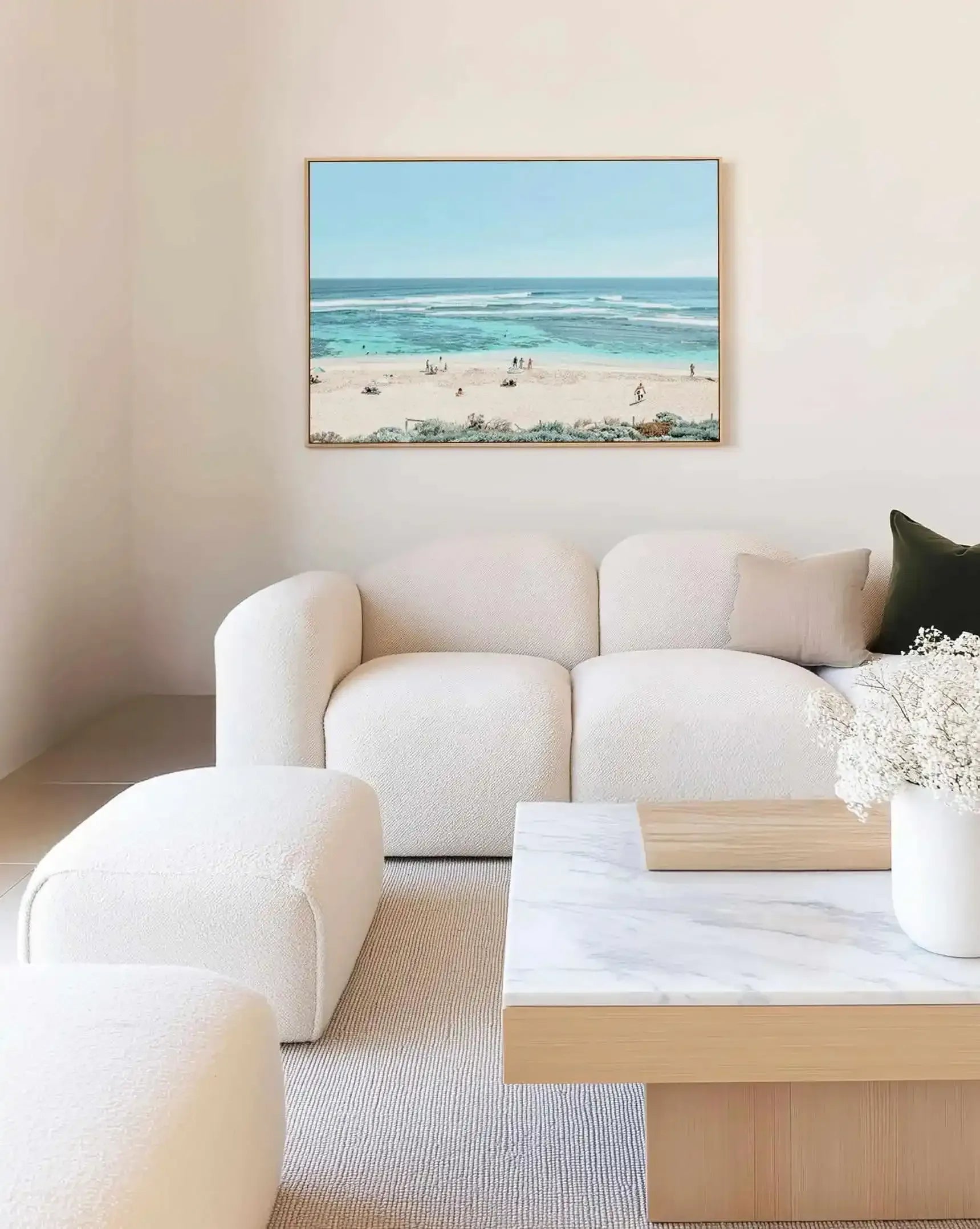 Beach Days, Yallingup | Aerial Photo Wall Framed Canvas Art Print from Olive et Oriel where you can shop wallpaper and artworks online