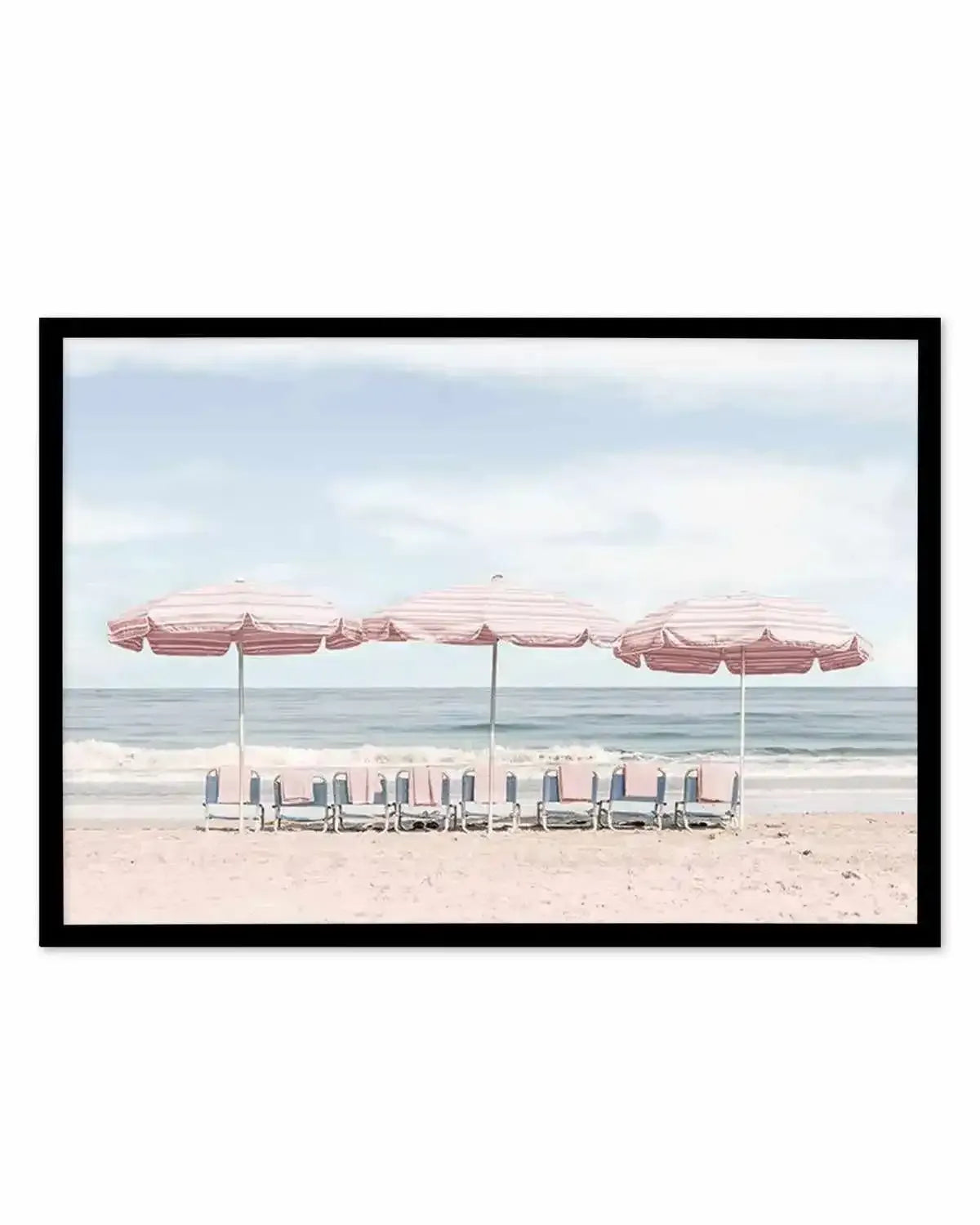 Beach Days | Pink Umbrellas Art Print from Olive et Oriel where you can shop wallpaper and artworks online