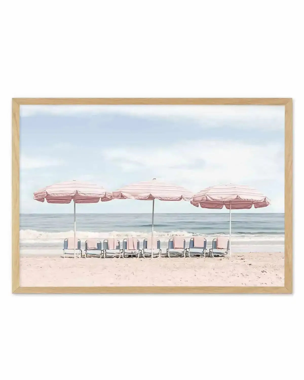 Beach Days | Pink Umbrellas Art Print from Olive et Oriel where you can shop wallpaper and artworks online