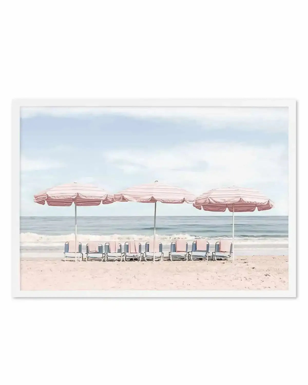 Beach Days | Pink Umbrellas Art Print from Olive et Oriel where you can shop wallpaper and artworks online