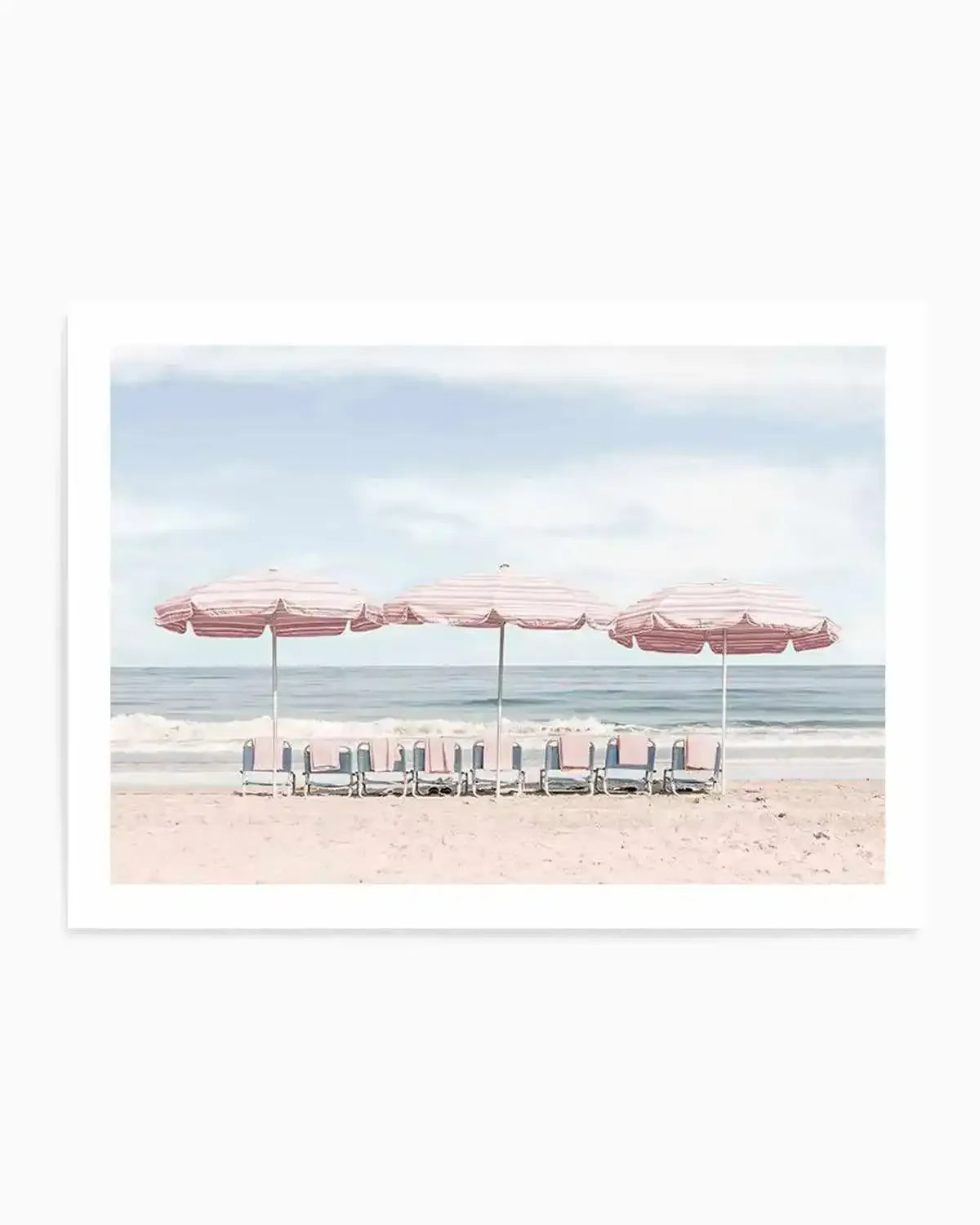 Beach Days | Pink Umbrellas Art Print from Olive et Oriel where you can shop wallpaper and artworks online