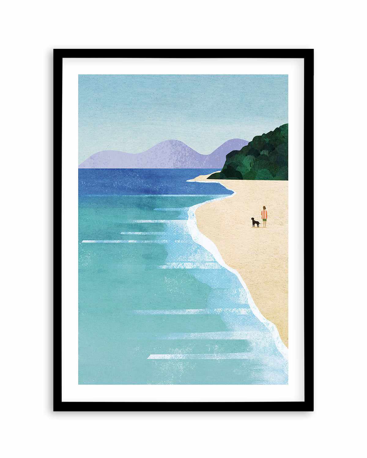 Beach Girl and Dog by Henry Rivers Art Print