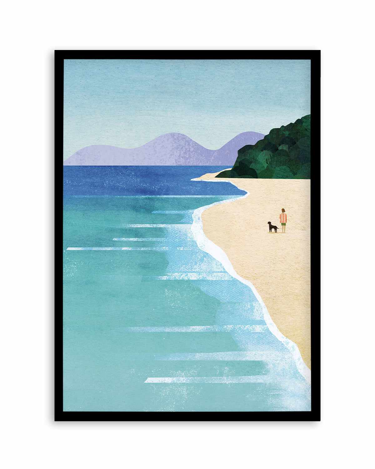 Beach Girl and Dog by Henry Rivers Art Print