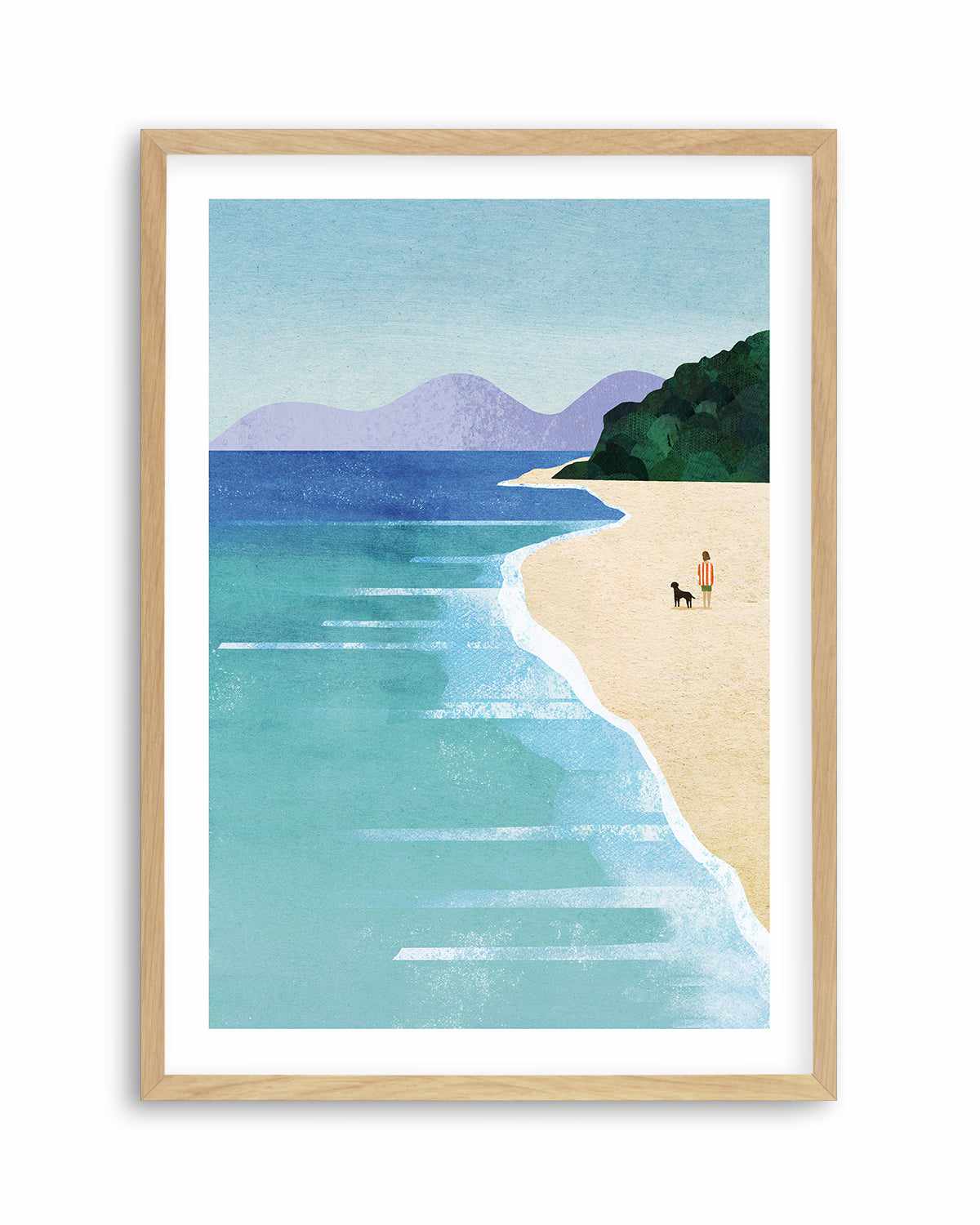 Beach Girl and Dog by Henry Rivers Art Print