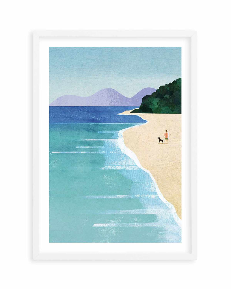 Beach Girl and Dog by Henry Rivers Art Print