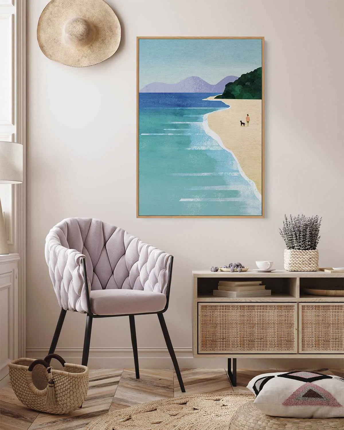 Beach Girl and Dog by Henry Rivers | Framed Canvas Art Print from Olive et Oriel where you can shop wallpaper and artworks online