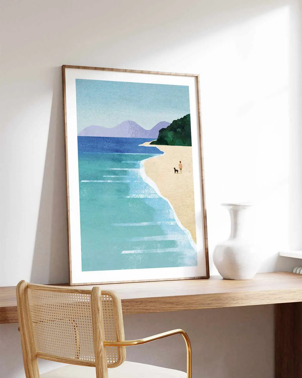 Beach Girl and Dog by Henry Rivers Art Print from Olive et Oriel where you can shop wallpaper and artworks online