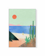 Beach Girl, Mediterranean by Henry Rivers | Framed Canvas Art Print