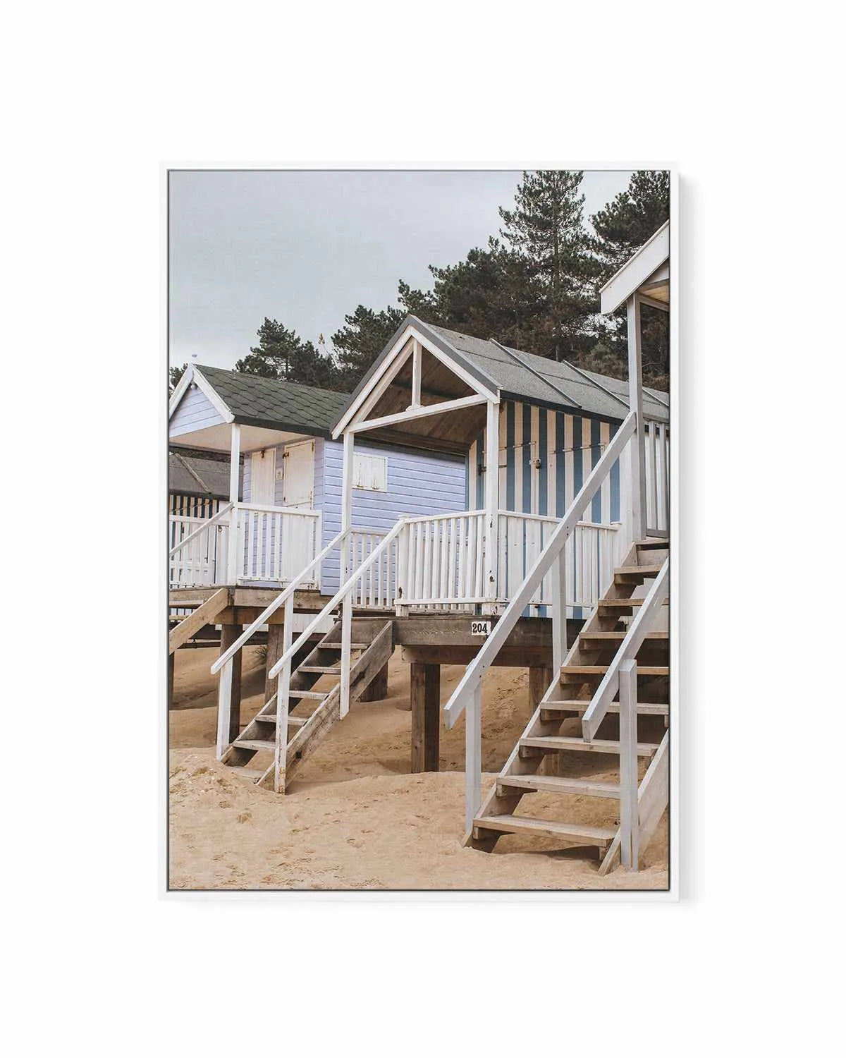 Beach Huts PT by Chloe Frost-Smith | Framed Canvas Art Print from Olive et Oriel where you can shop wallpaper and artworks online