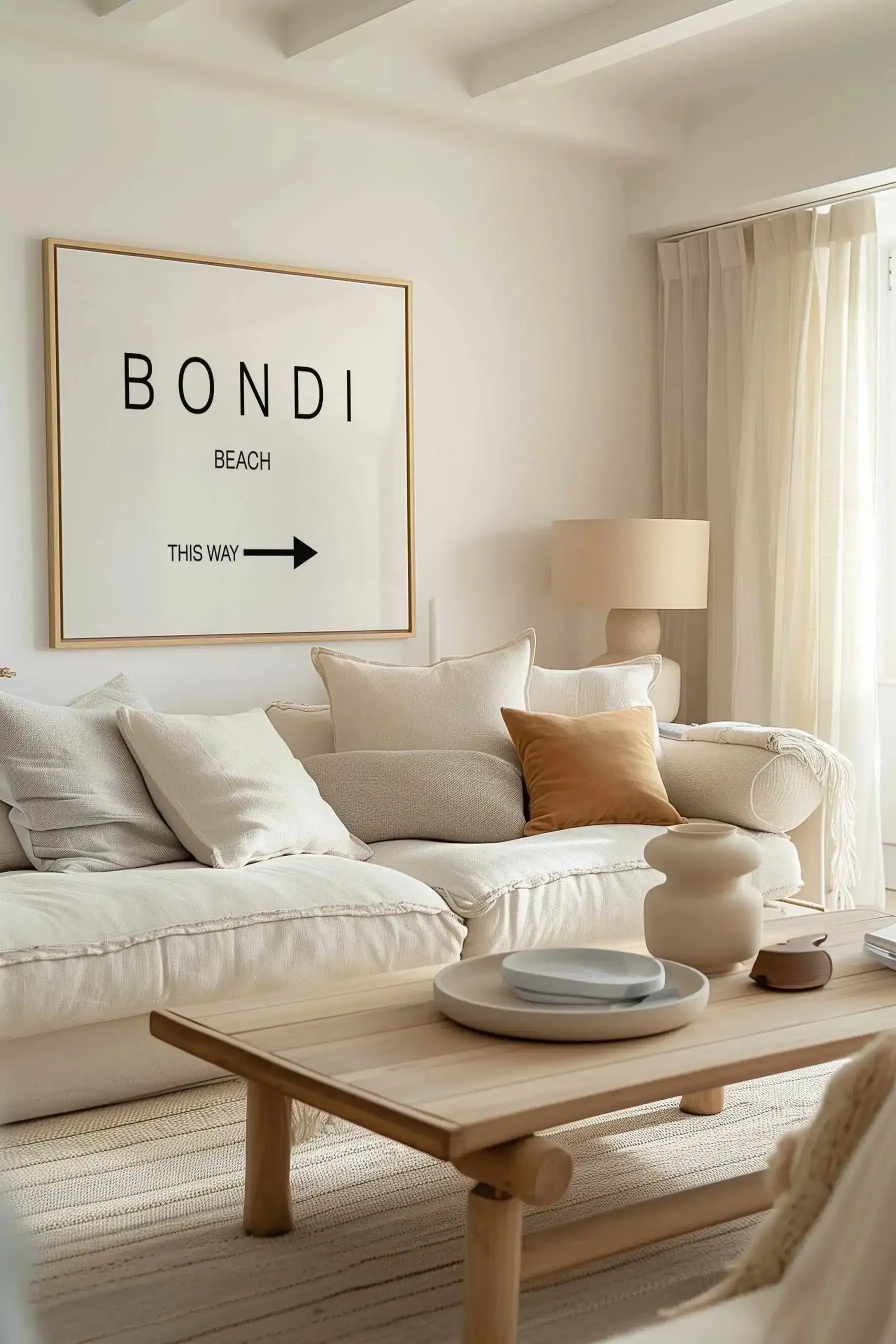 Beach - This Way | Personalise Me! | Framed Canvas Art Print from Olive et Oriel where you can shop wallpaper and artworks online