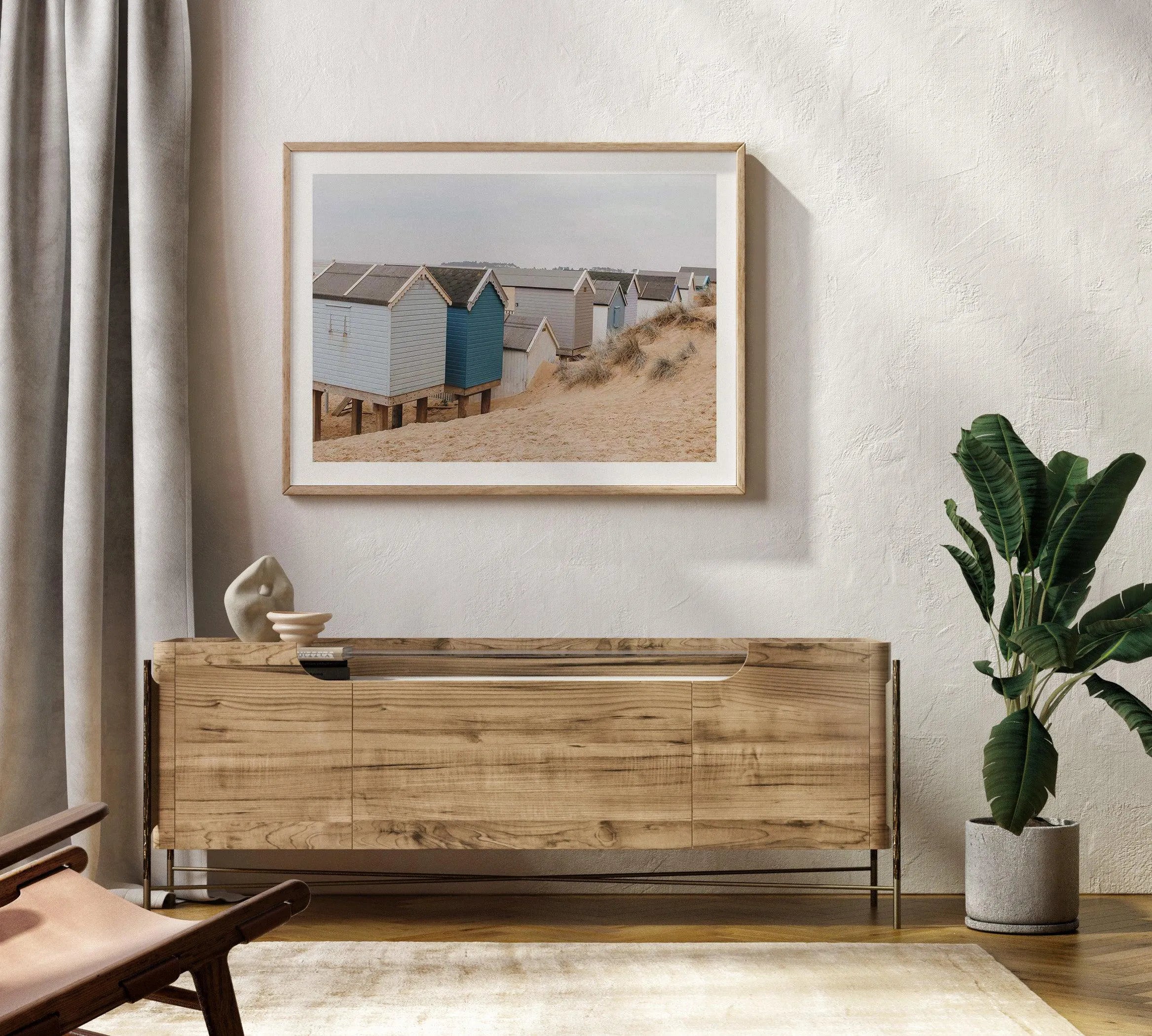 Beach Huts LS by Chloe Frost-Smith Art Print from Olive et Oriel where you can shop wallpaper and artworks online