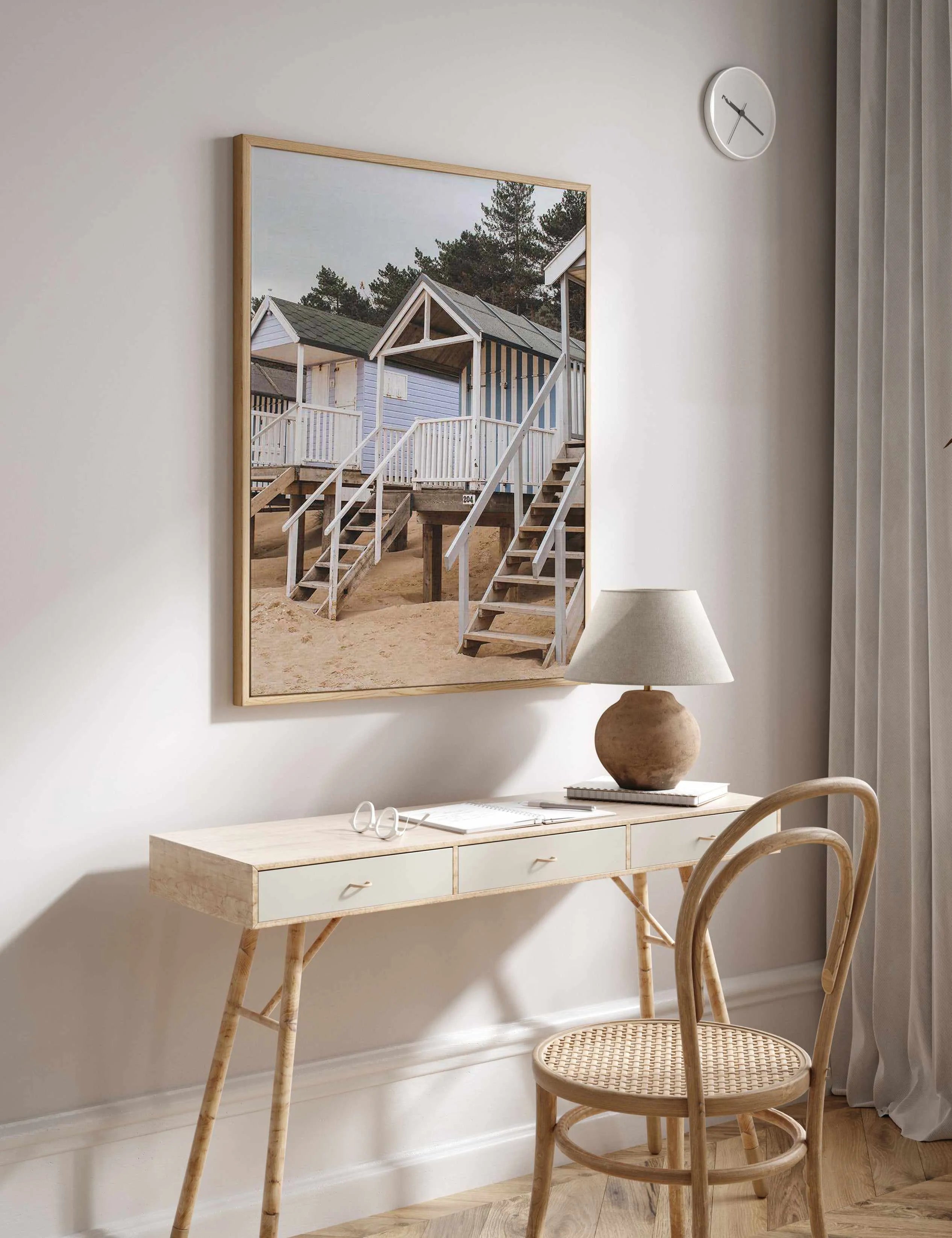 Beach Huts PT by Chloe Frost-Smith | Framed Canvas Art Print from Olive et Oriel where you can shop wallpaper and artworks online